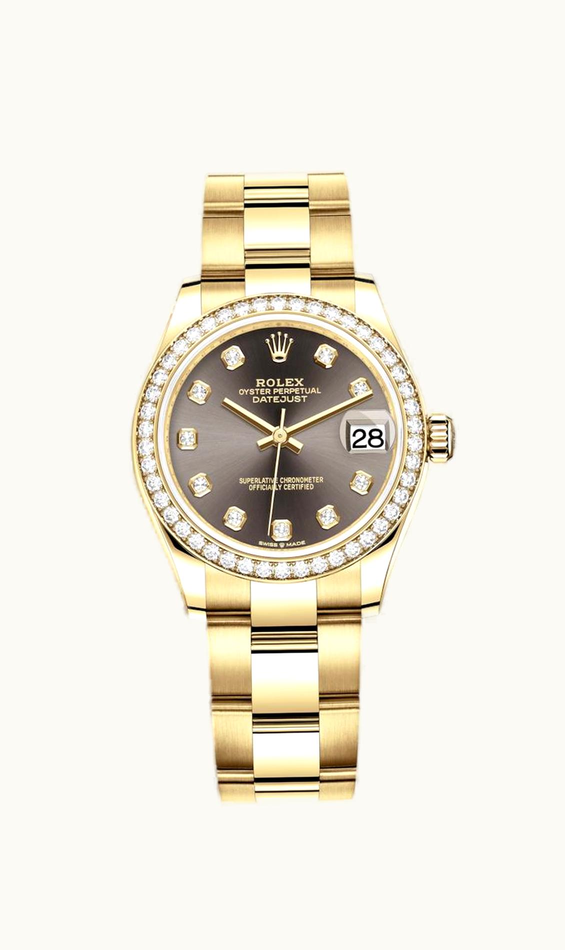 Rolex Datejust 31 Yellow Gold / Diamond / Grey - Diamond / Oyster