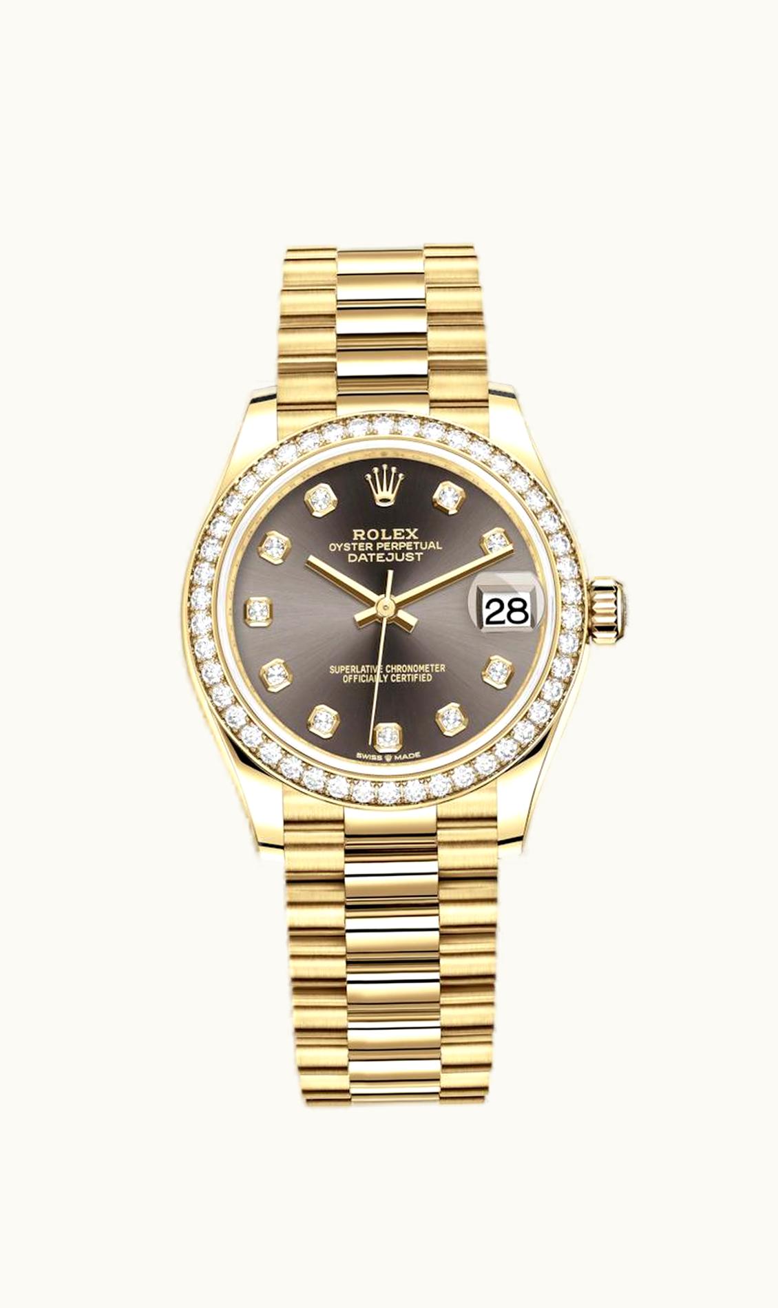 Rolex Datejust 31 Yellow Gold / Diamond / Grey - Diamond / President