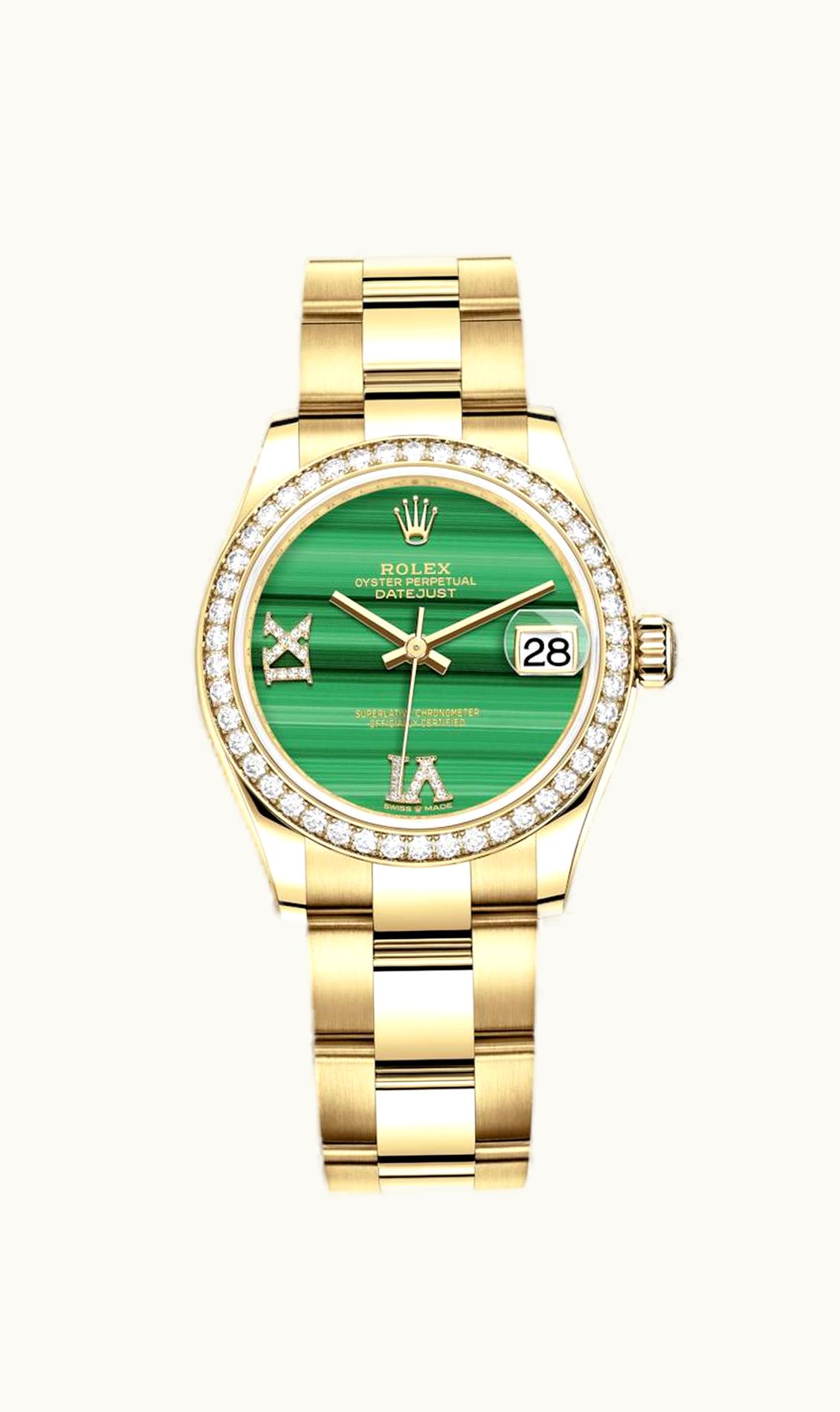 Rolex Datejust 31 Yellow Gold / Diamond / Malachite / Oyster