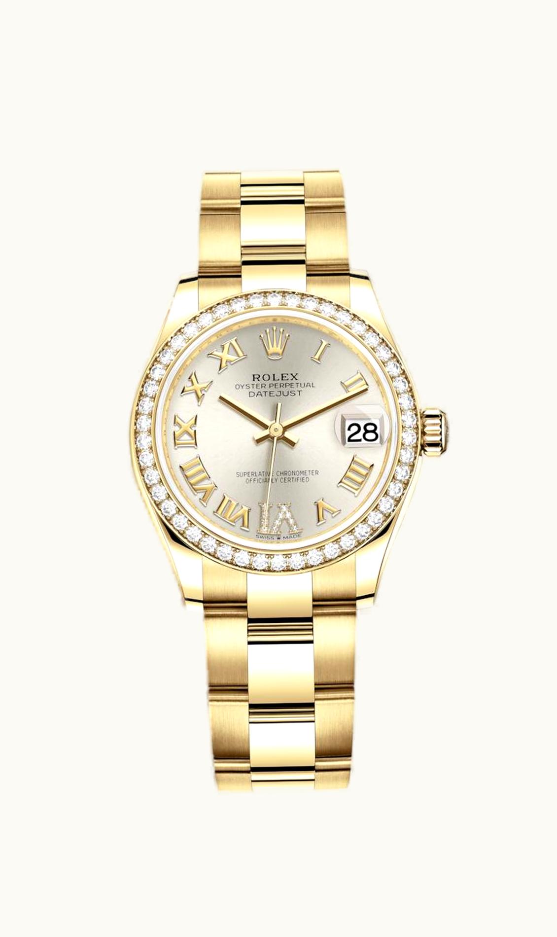 Rolex Datejust 31 Yellow Gold / Diamond / Silver - Roman / Oyster