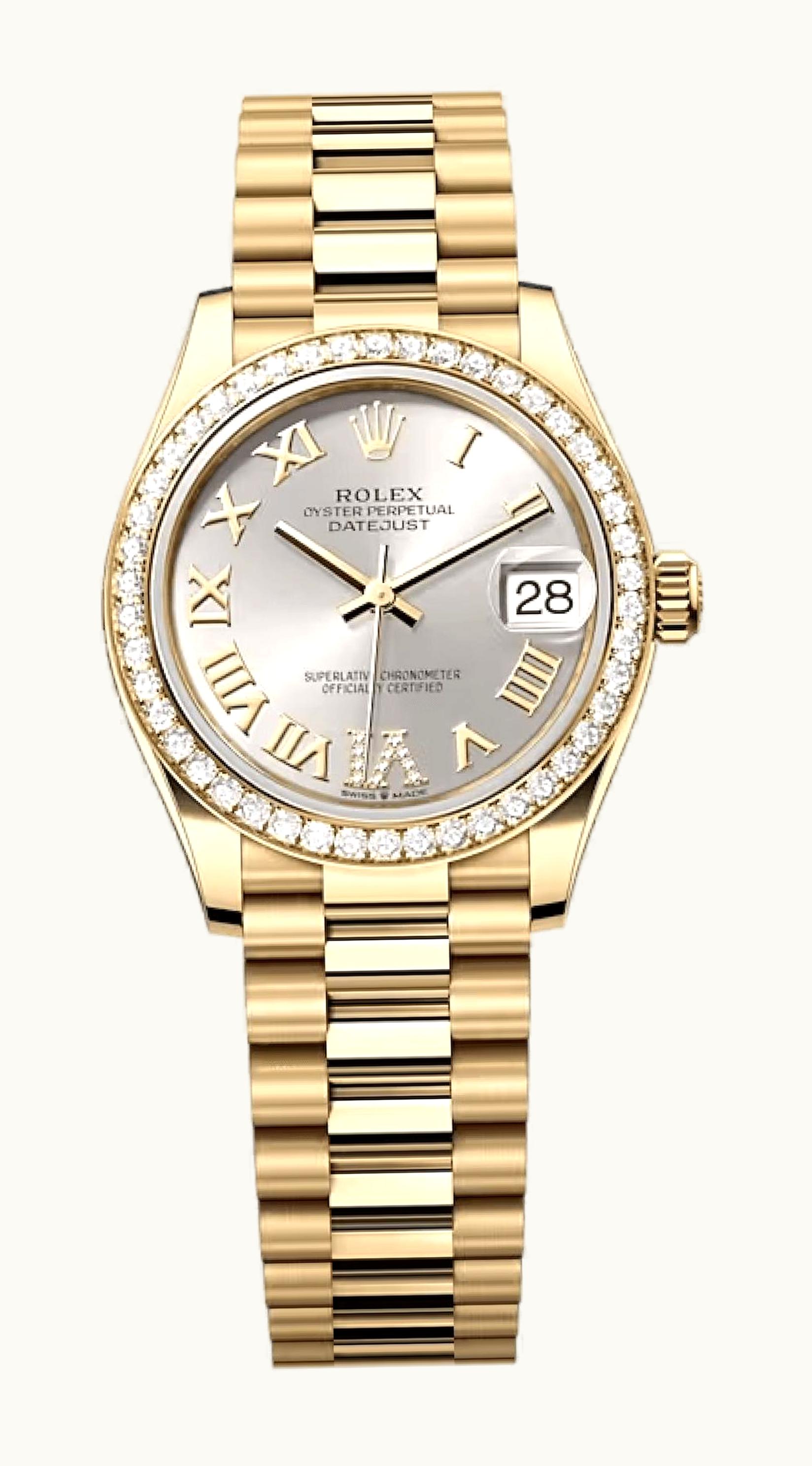 Rolex Datejust 31 Yellow Gold / Diamond / Silver - Roman / President