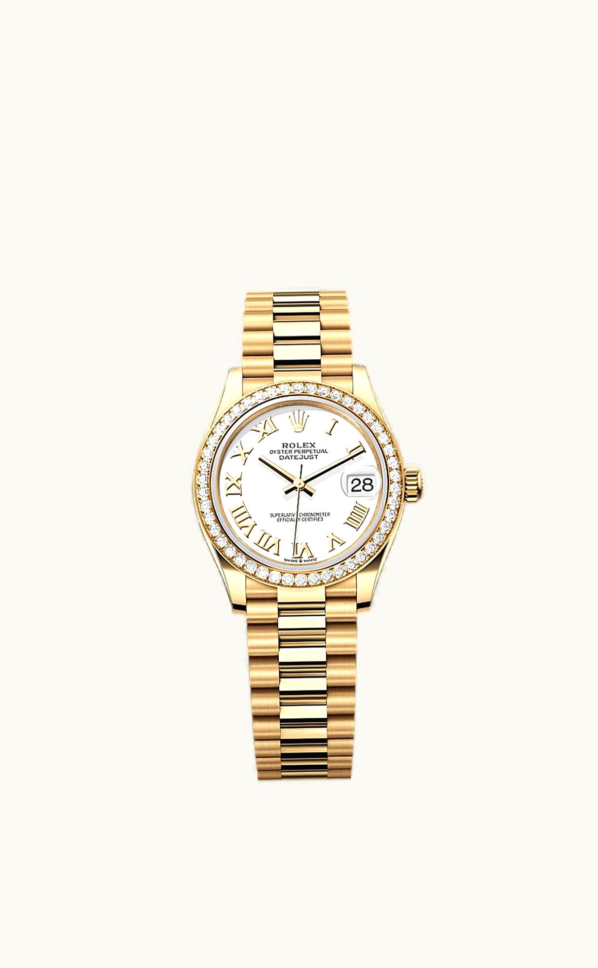 Rolex Datejust 31 Yellow Gold - Diamond / White - Roman / President
