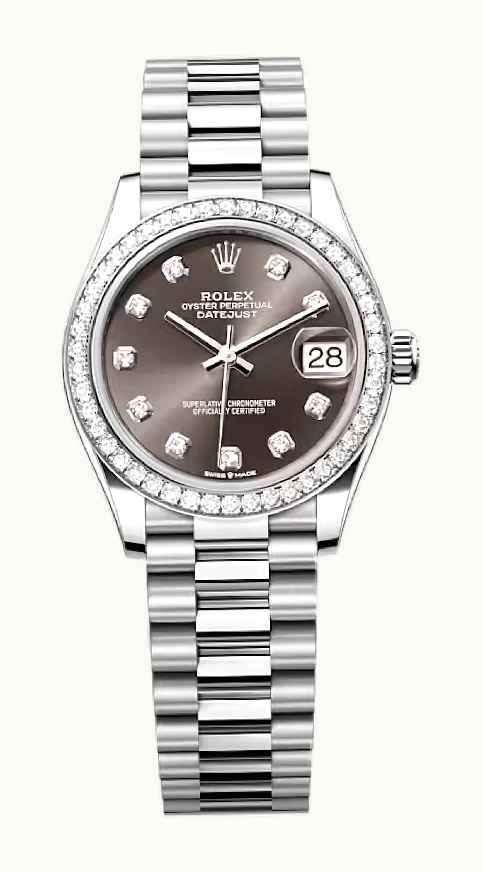 Rolex Datejust 31 White Gold / Diamond / Grey - Diamond / President