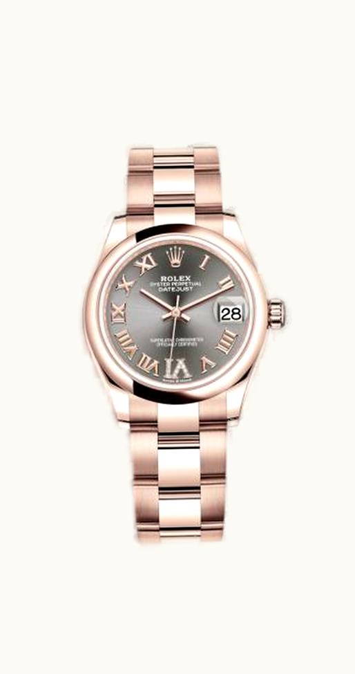 Rolex Datejust 31 Rose Gold / Domed / Grey - Roman / Oyster