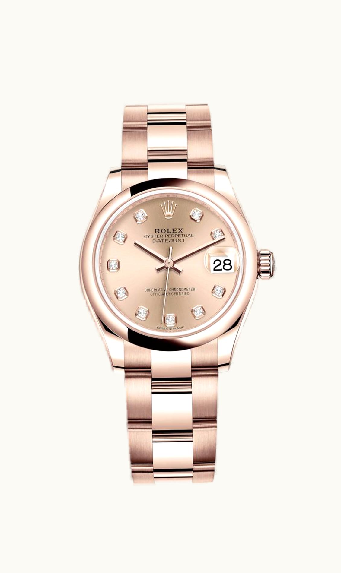 Rolex Datejust 31 Rose Gold / Domed / Rose - Diamond / Oyster