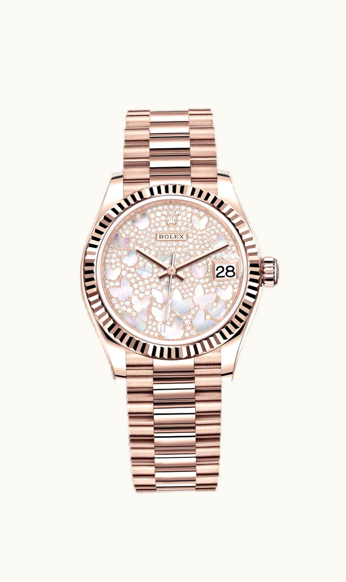 Rolex Datejust 31 Rose Gold / Fluted / Butterfly / President