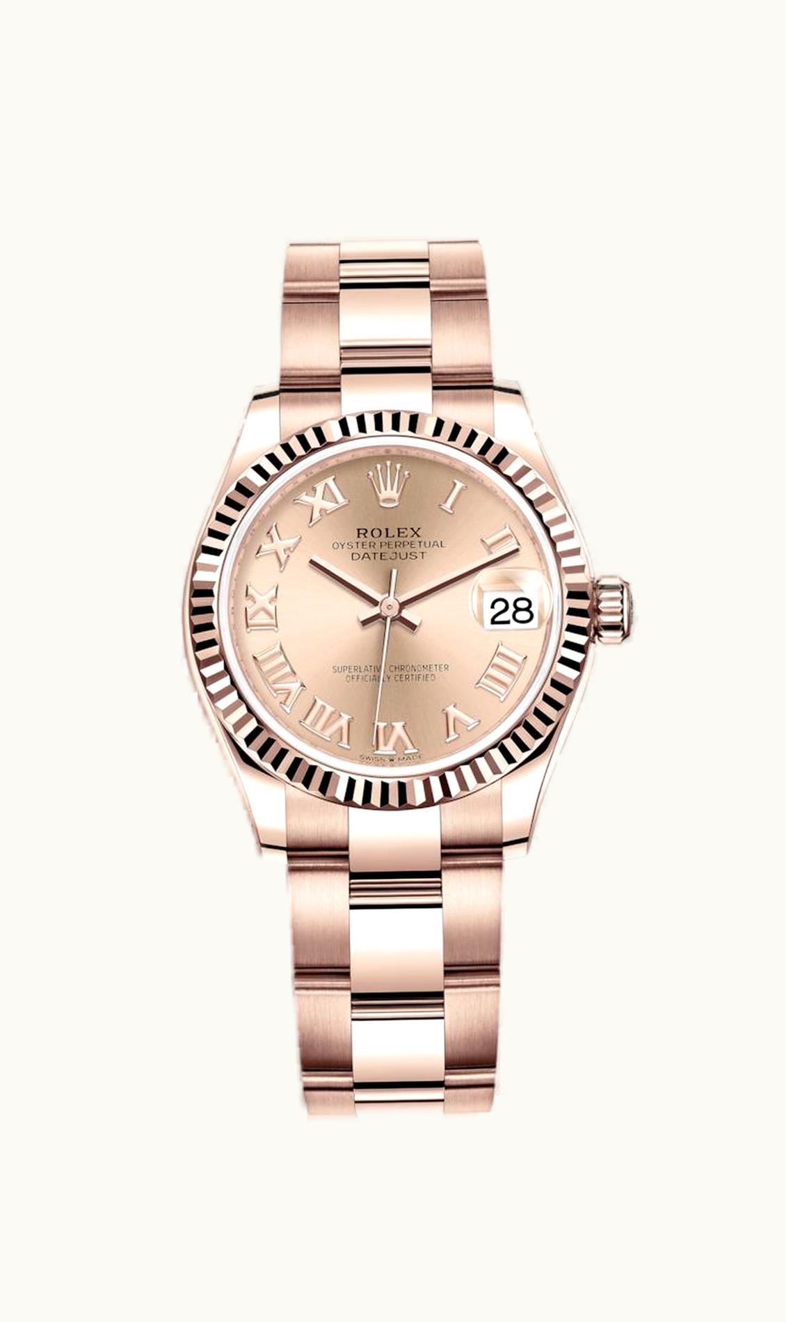 Rolex Datejust 31 Rose Gold / Fluted / Rose - Roman / Oyster
