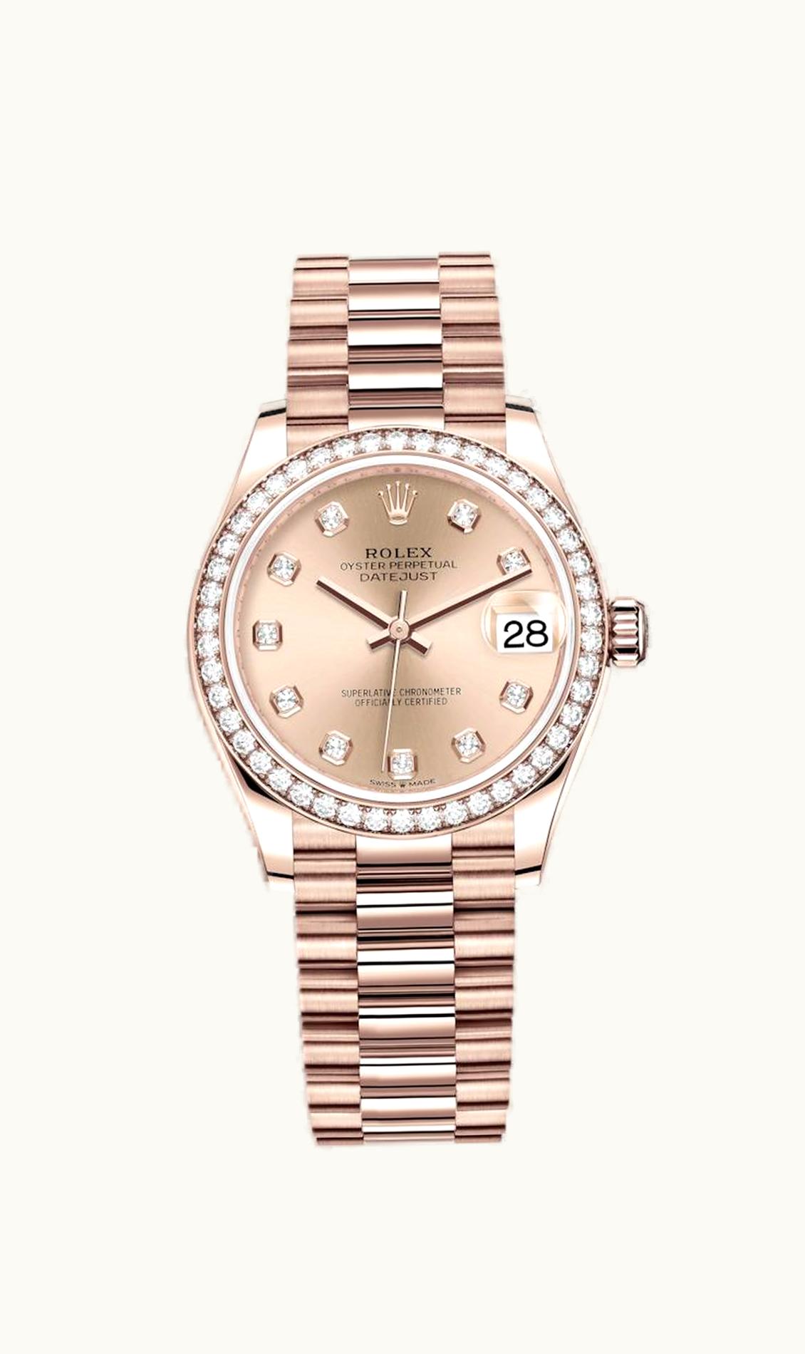 Rolex Datejust 31 Rose Gold / Diamond / Rose - Diamond / President