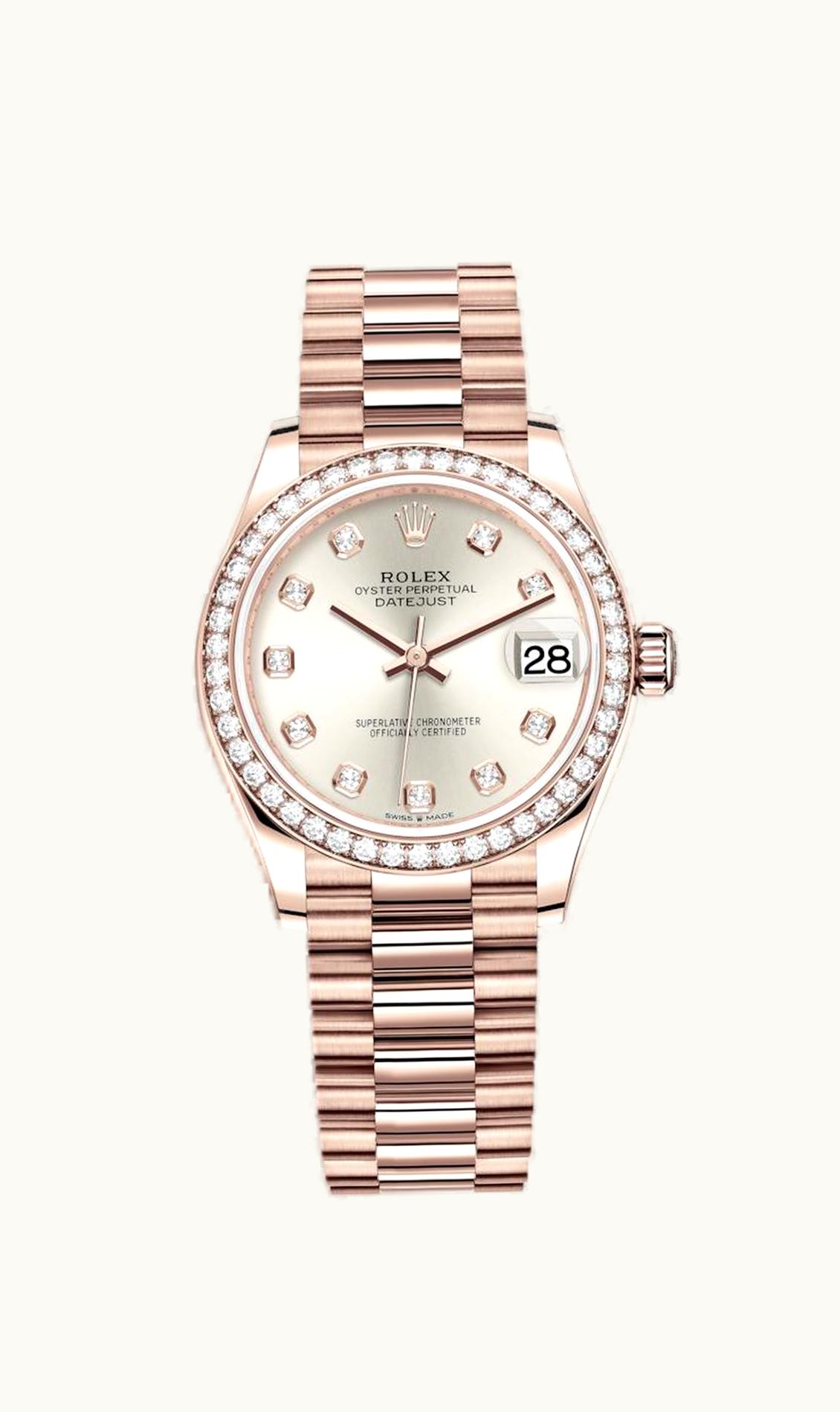 Rolex Datejust 31 Rose Gold / Diamond / Silver - Diamond / President