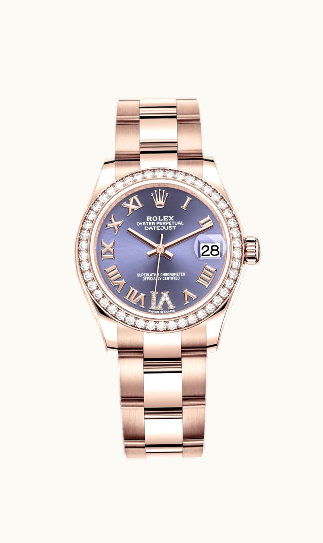 Rolex Datejust 31 Rose Gold / Diamond / Aubergine - Roman / Oyster
