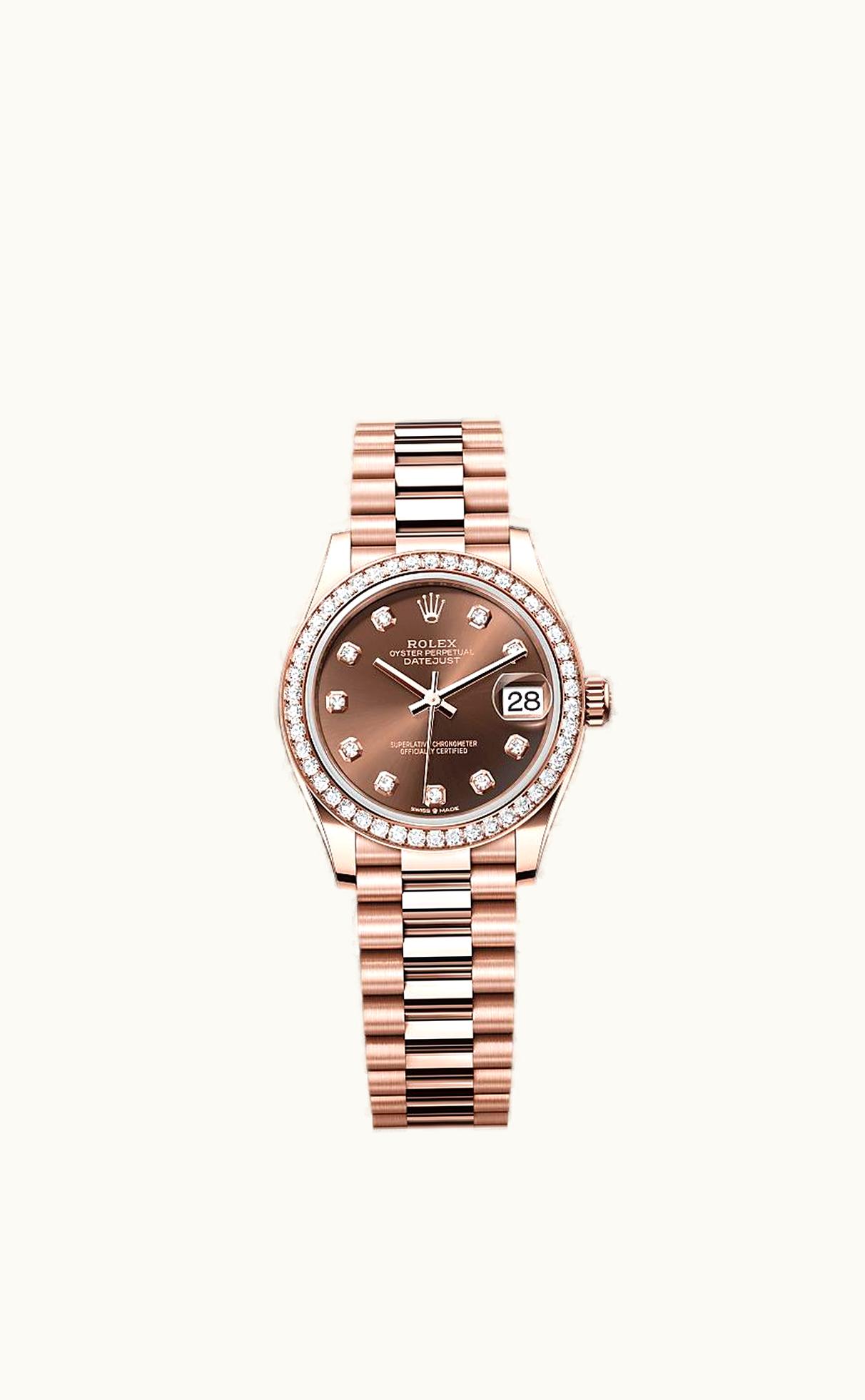 Rolex Datejust 31 Rose Gold / Diamond / Chocolate - Diamond / President