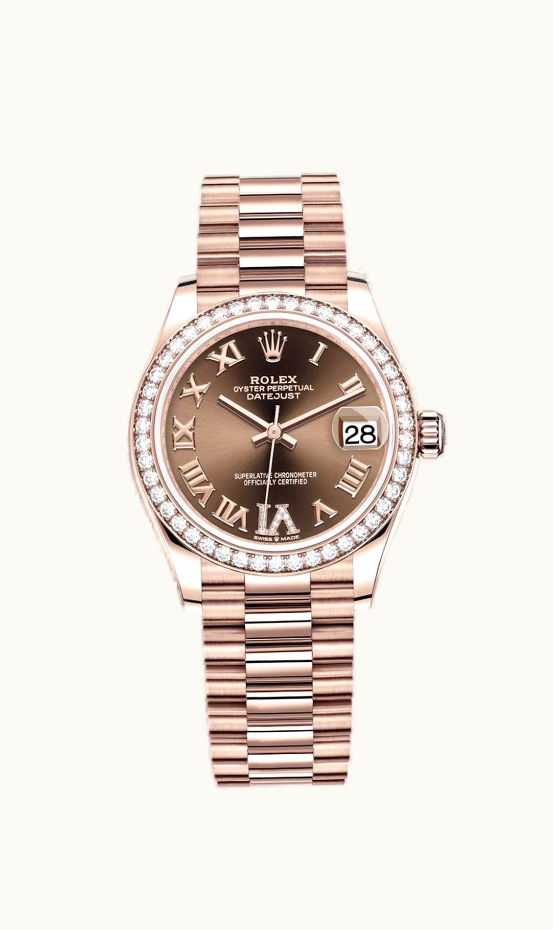 Rolex Datejust 31 Rose Gold / Diamond / Chocolate - Roman / President