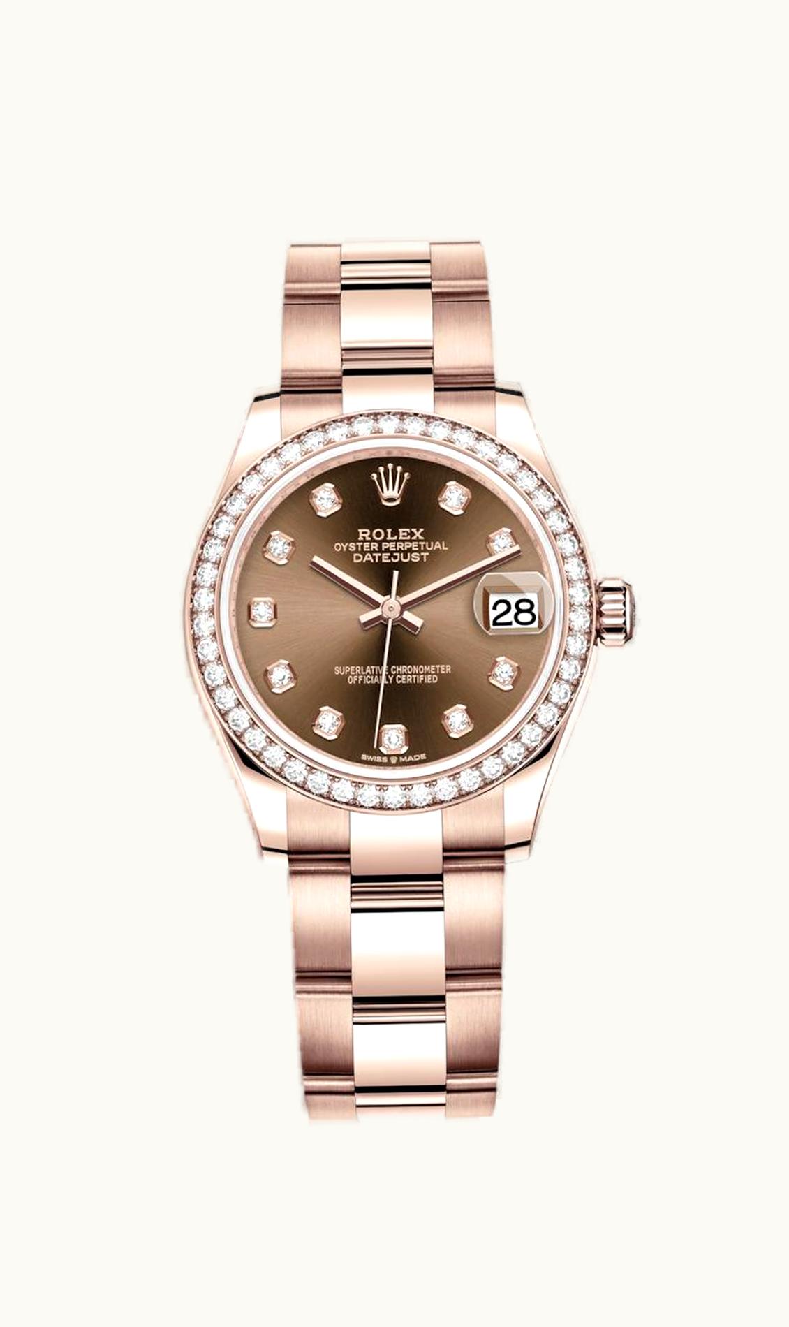 Rolex Datejust 31 Rose Gold / Diamond / Chocolate - Diamond / Oyster