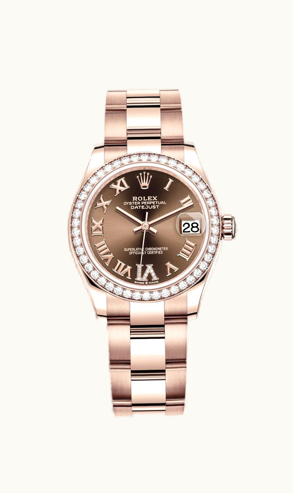 Rolex Datejust 31 Rose Gold / Diamond / Chocolate - Roman / Oyster