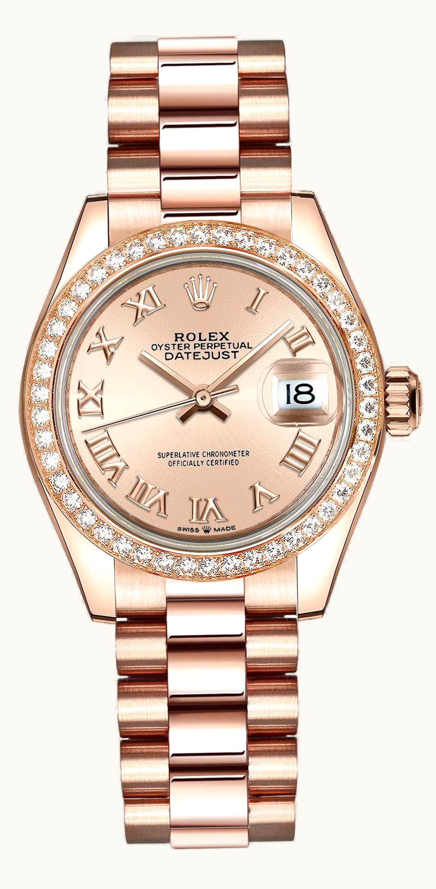 Rolex Datejust 31 Rose Gold / Diamond / Rose - Roman / President