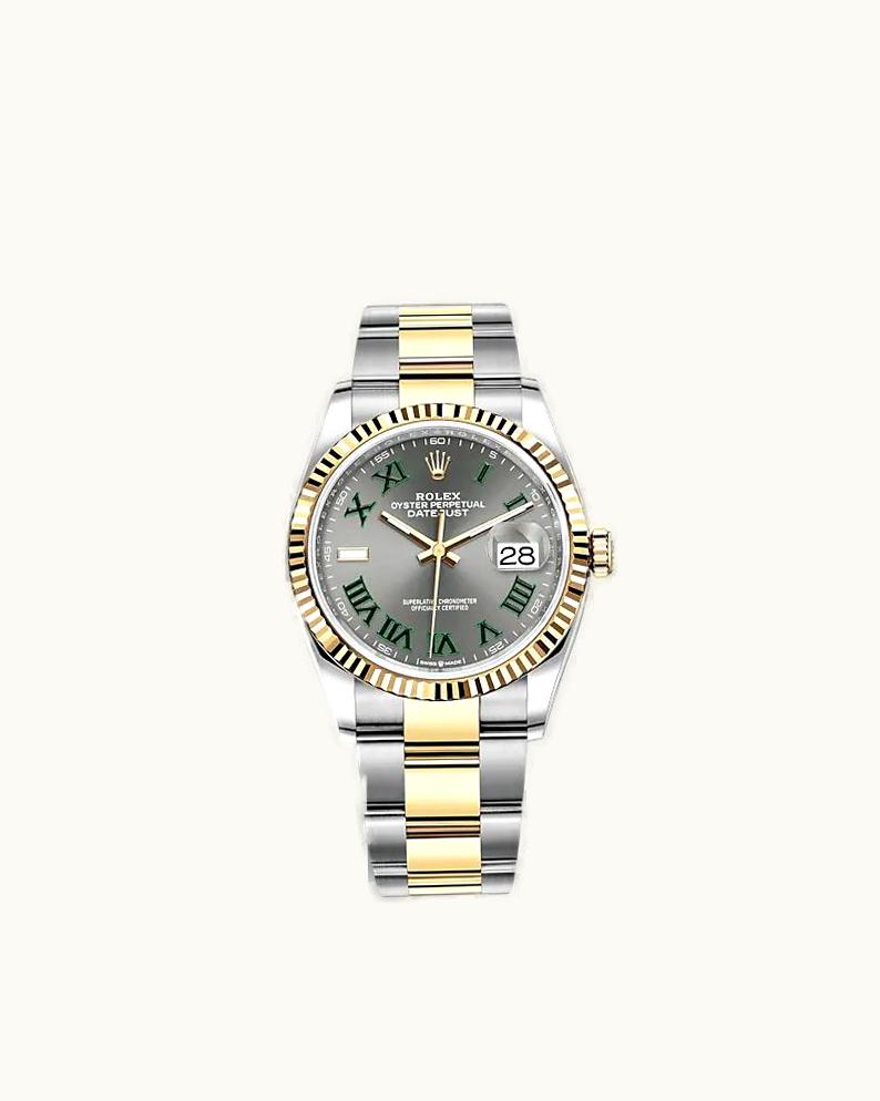 Rolex Datejust 36 Stainless Steel / Yellow Gold / Fluted / Slate - Roman / Oyster