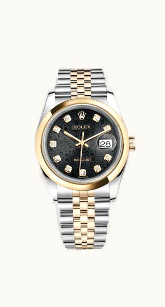 Rolex Datejust 36 Rolesor Yellow Domed / Jubilee / Black Computer
