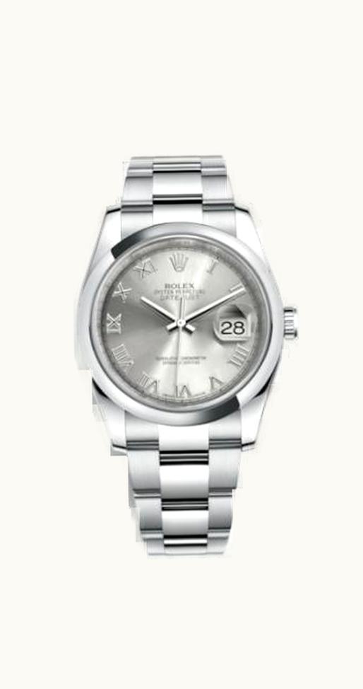 Rolex Datejust 36 Stainless Steel Domed / Oyster / Rhodium Roman