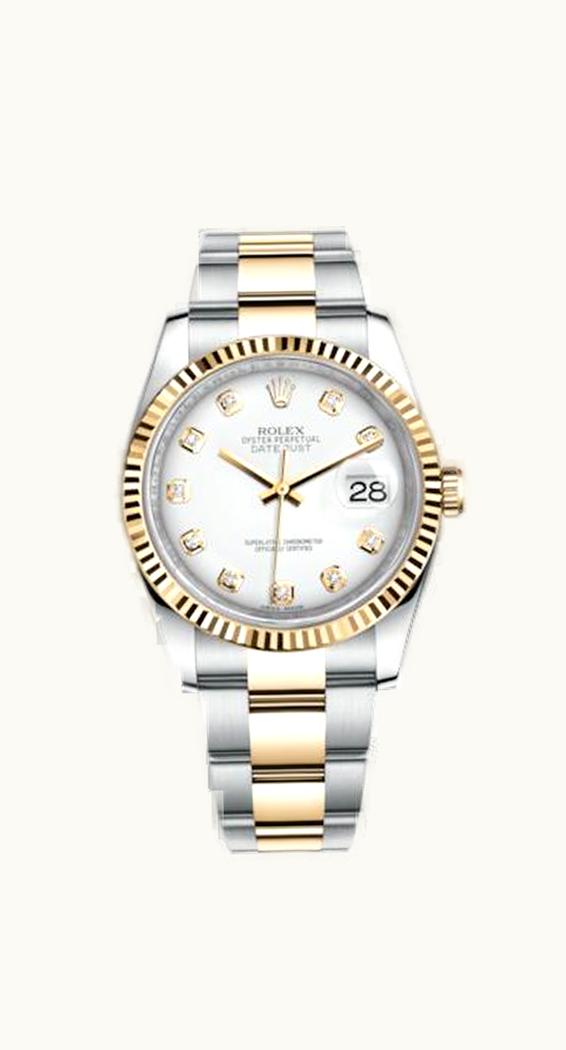 Rolex Datejust 36 Rolesor Yellow Fluted / Oyster / White Diamond