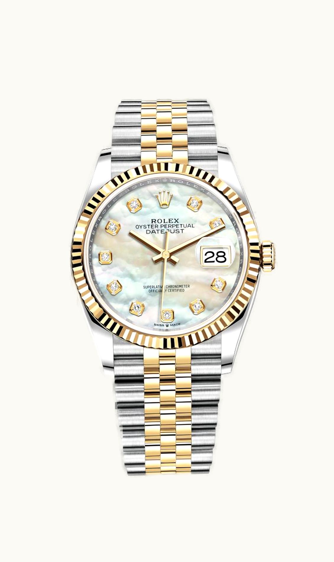 Rolex Datejust 36 Stainless Steel / Yellow Gold / Fluted / MOP Diamond / Jubilee