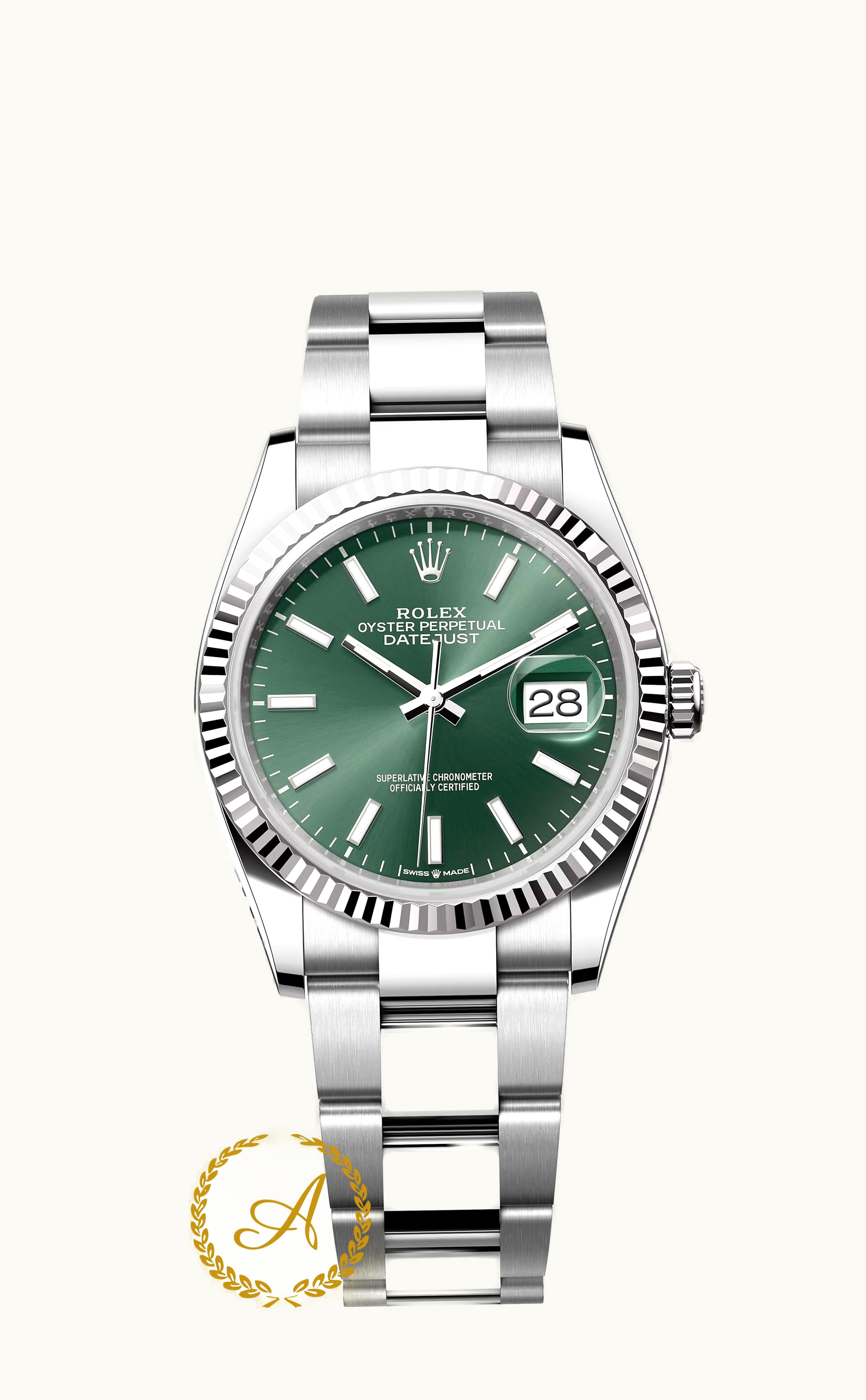 Rolex Datejust 36 Stainless Steel / Domed / Green Palm / Oyster