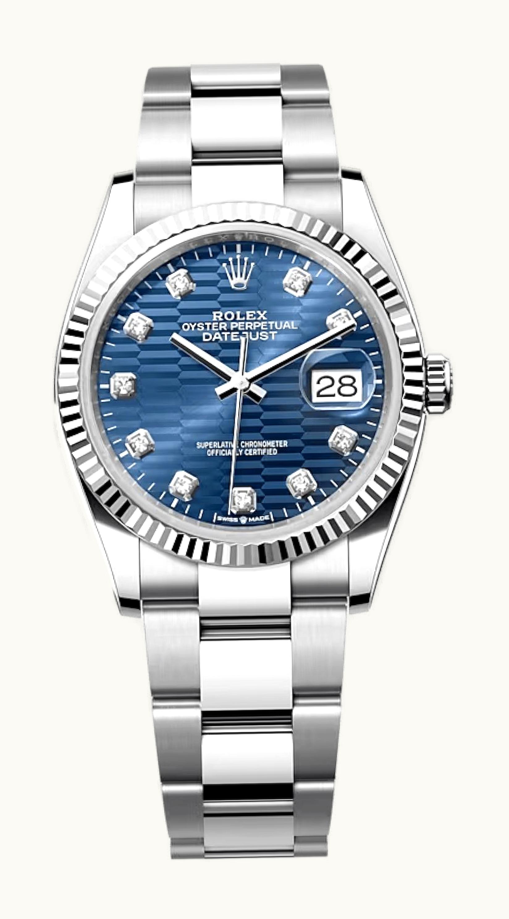 Rolex Datejust 36 Stainless Steel - Fluted / Blue - Fluted - Diamond / Oyster