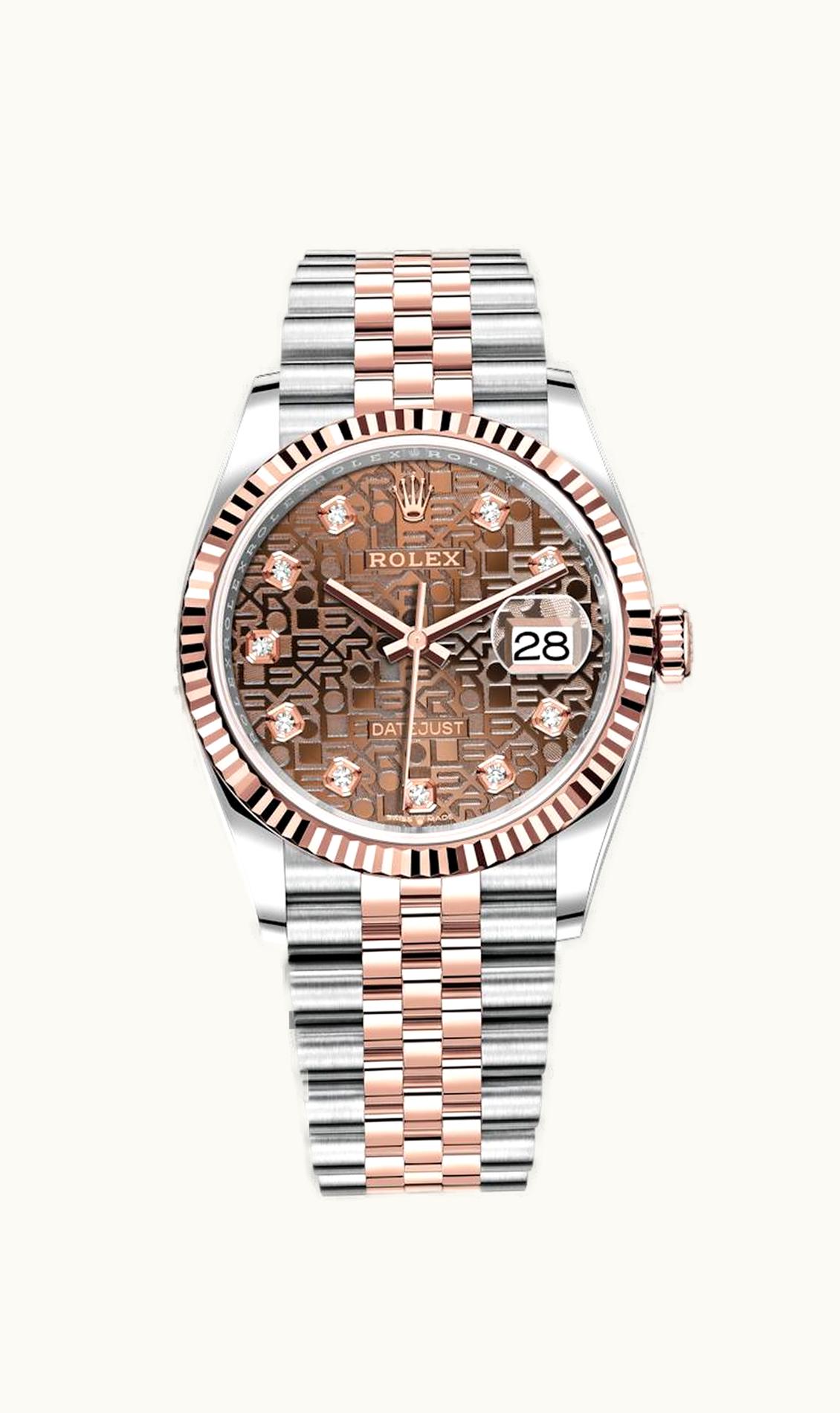 Rolex Datejust 36 Stainless Steel / Everose / Fluted / Chocolate Computer / Jubilee
