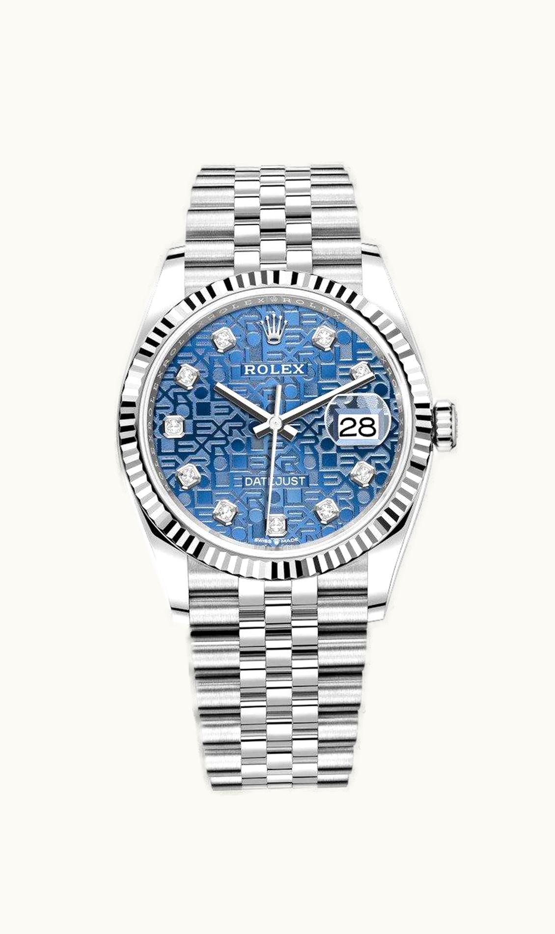 Rolex Datejust 36 Stainless Steel / Fluted / Blue Jubilee / Jubilee