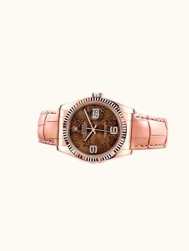 Rolex Datejust 36 Everose Strap Chocolate Floral