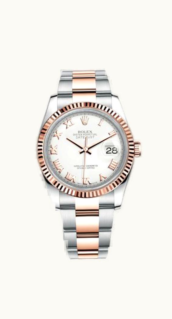 Rolex Datejust 36 Rolesor Everose Fluted / Oyster / White Roman