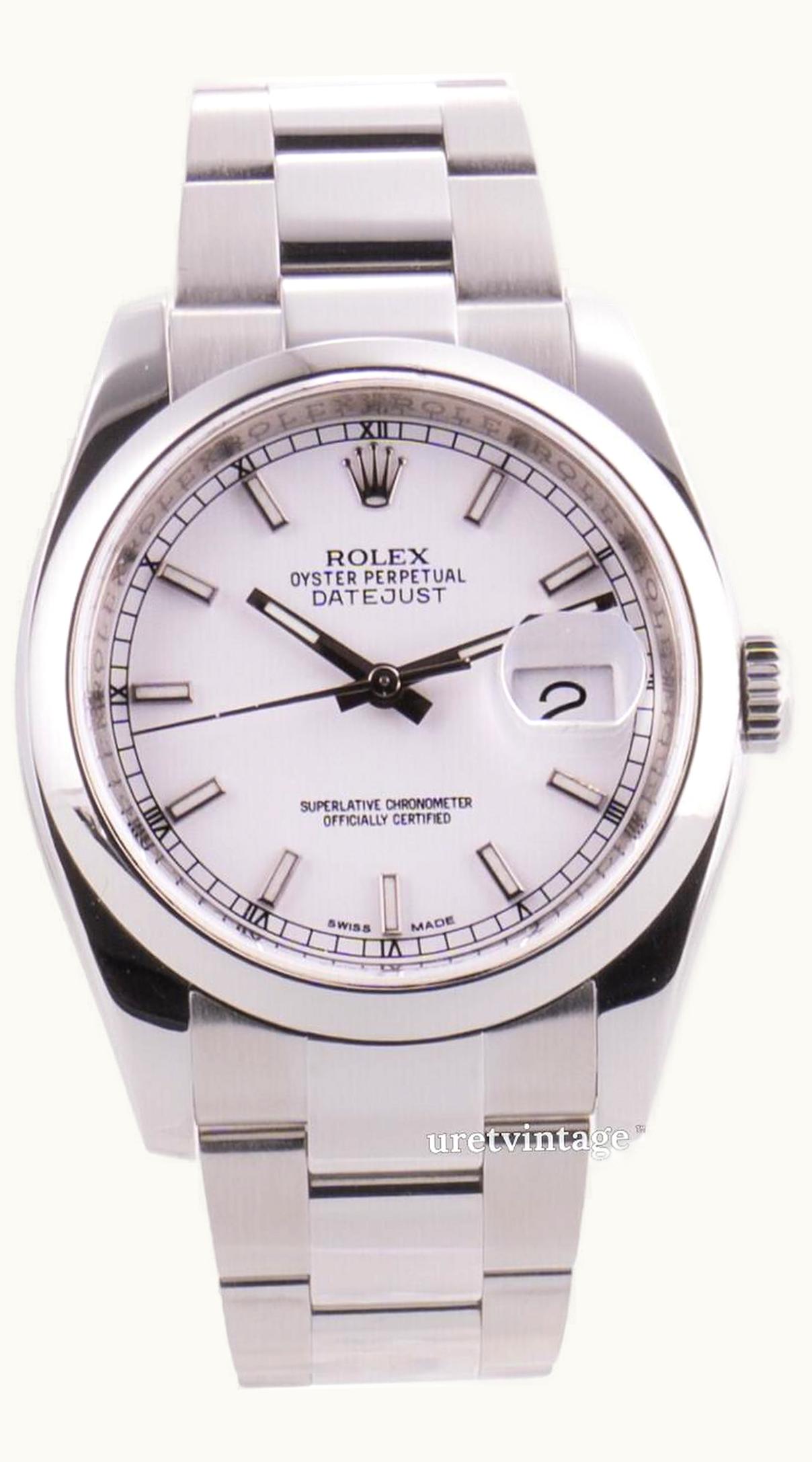 Rolex Datejust 36 Stainless Steel Domed / Oyster / White