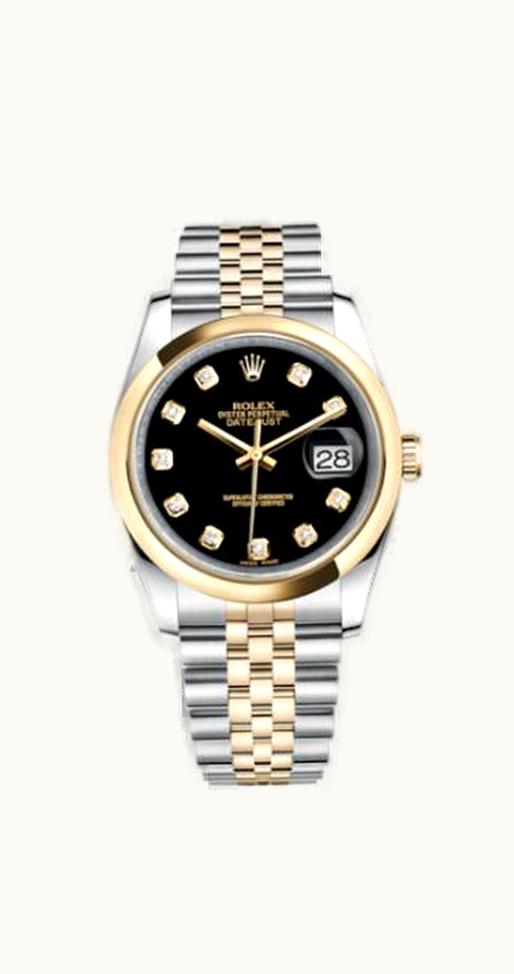 Rolex Datejust 36 Rolesor Yellow Domed / Jubilee / Black Diamond