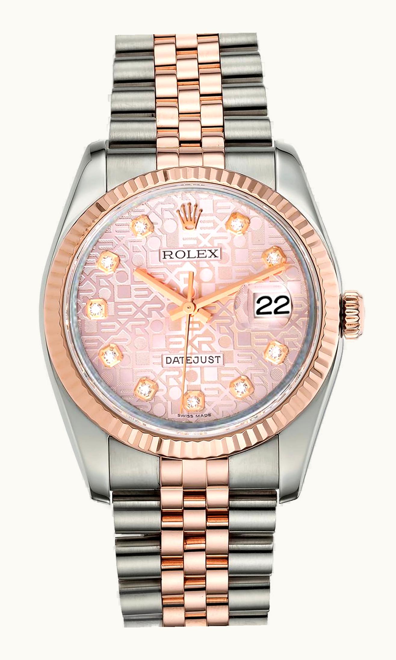 Rolex Datejust 36 Rolesor Everose Fluted / Jubilee / Chocolate Floral