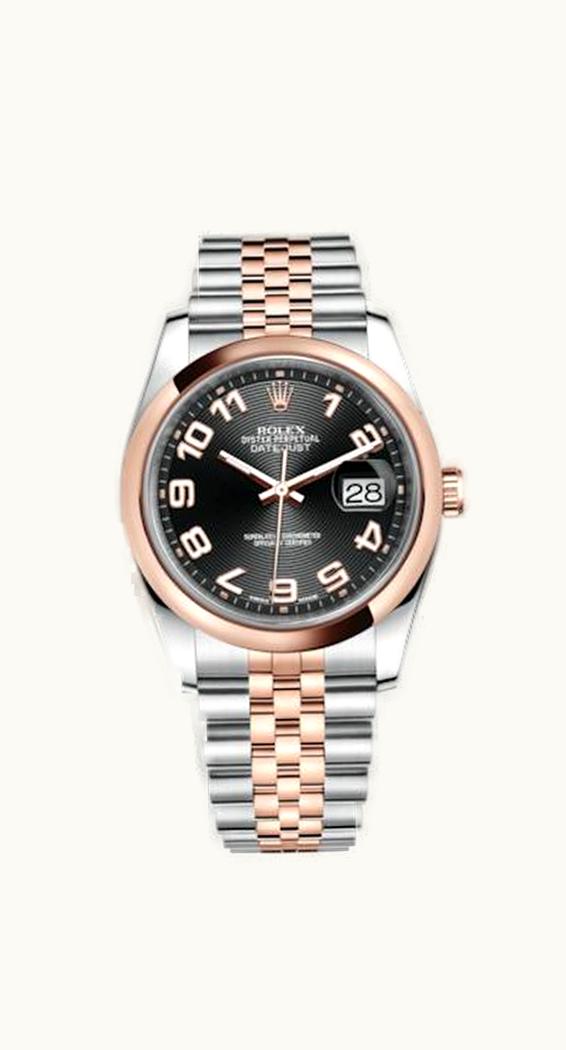 Rolex Datejust 36 Rolesor Everose Domed / Jubilee / Black Arabic