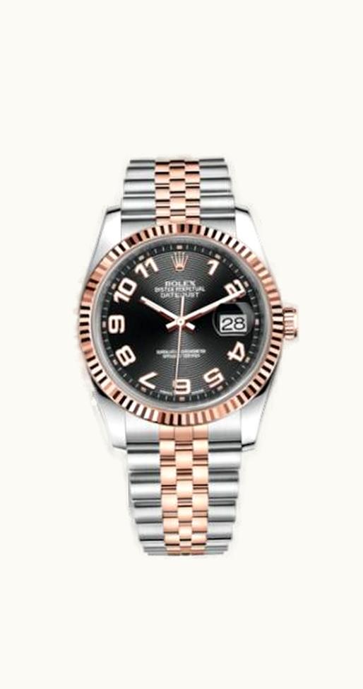 Rolex Datejust 36 Rolesor Everose Fluted / Jubilee / Black Arabic