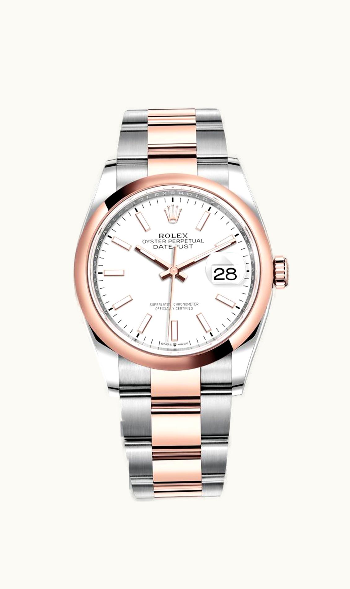 Rolex Datejust 36 Stainless Steel / Everose / Smooth / White / Oyster