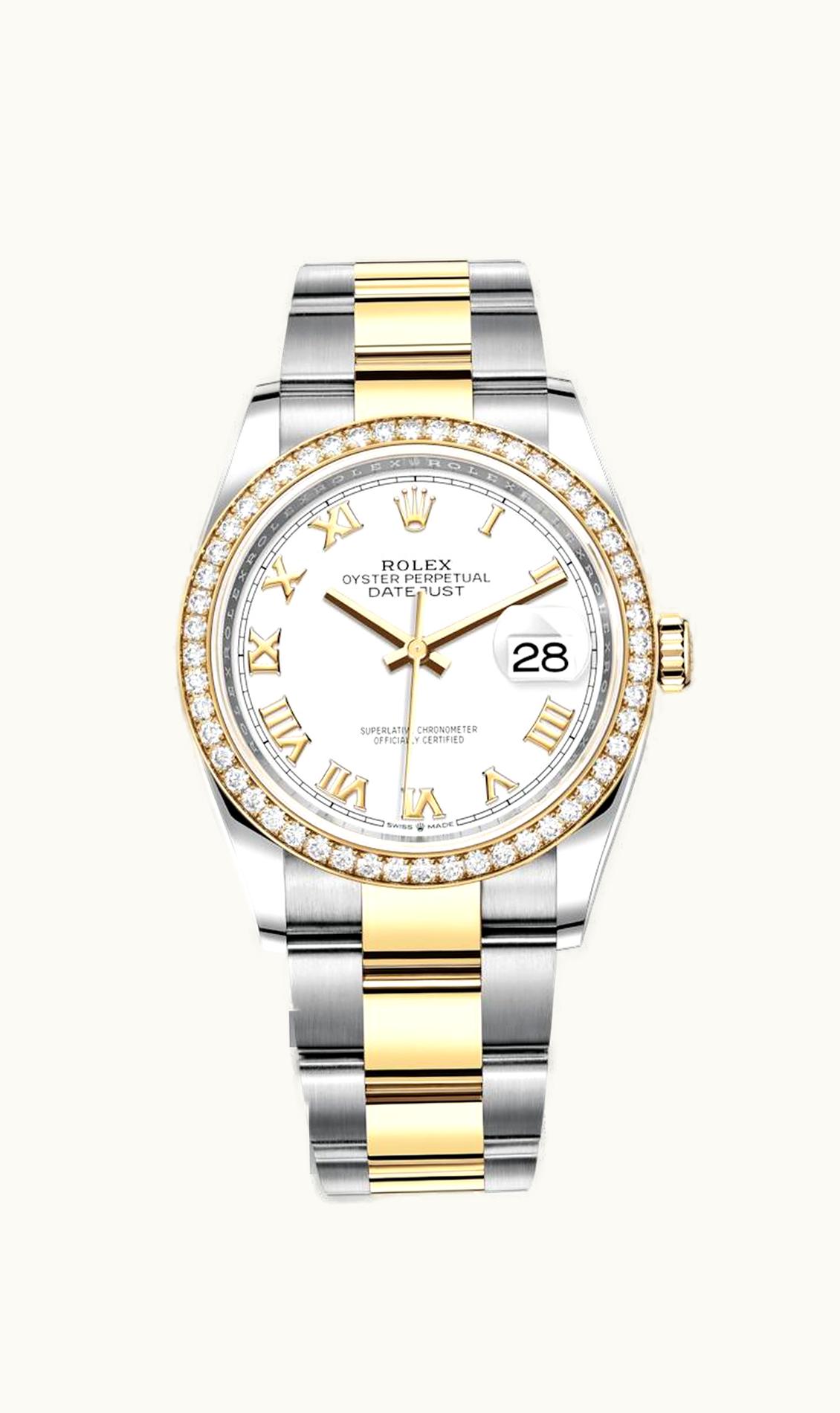 Rolex Datejust 36 Stainless Steel / Yellow Gold / Diamond / White Roman / Oyster