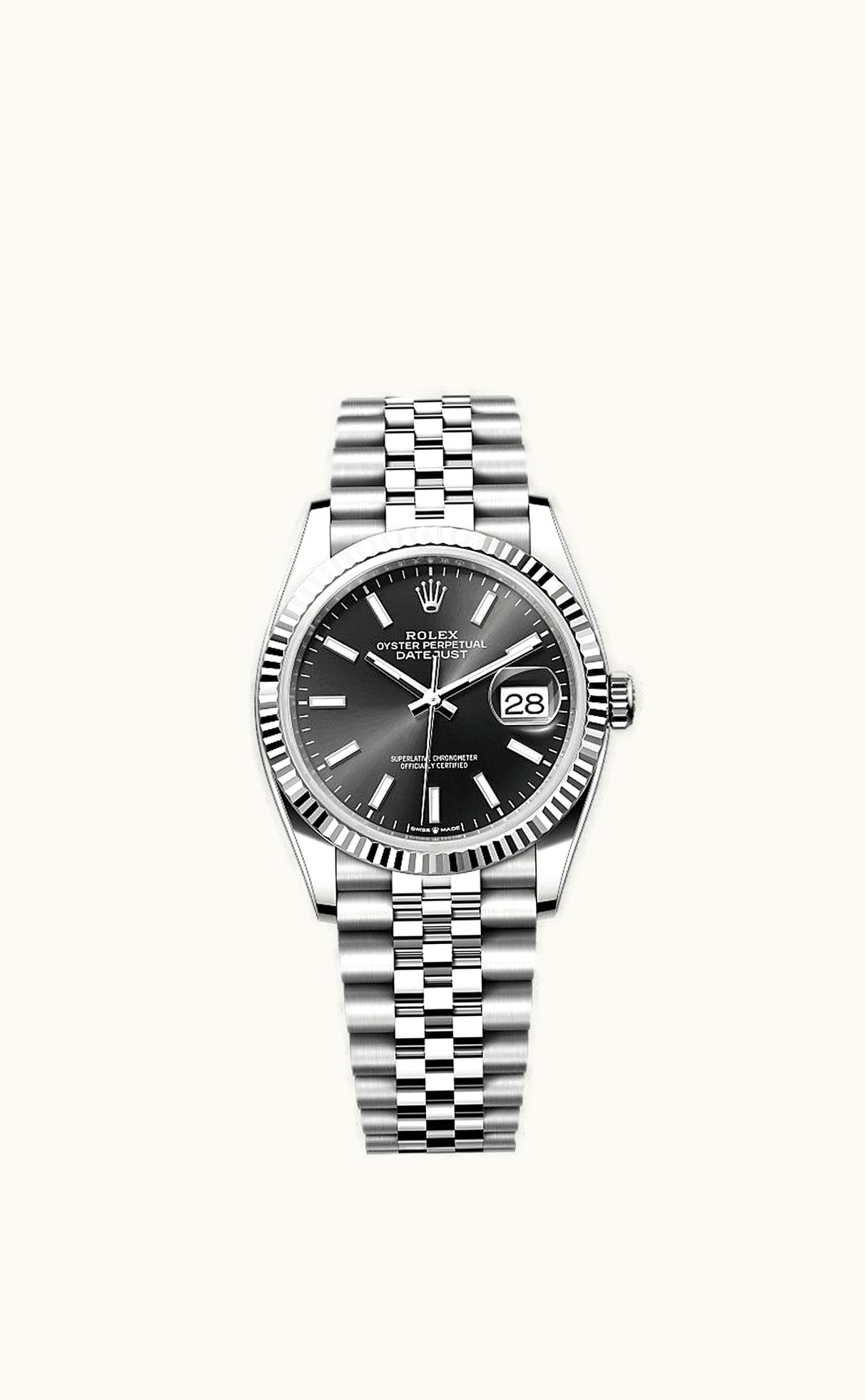 Rolex Datejust 36 Stainless Steel / Fluted / Black / Jubilee