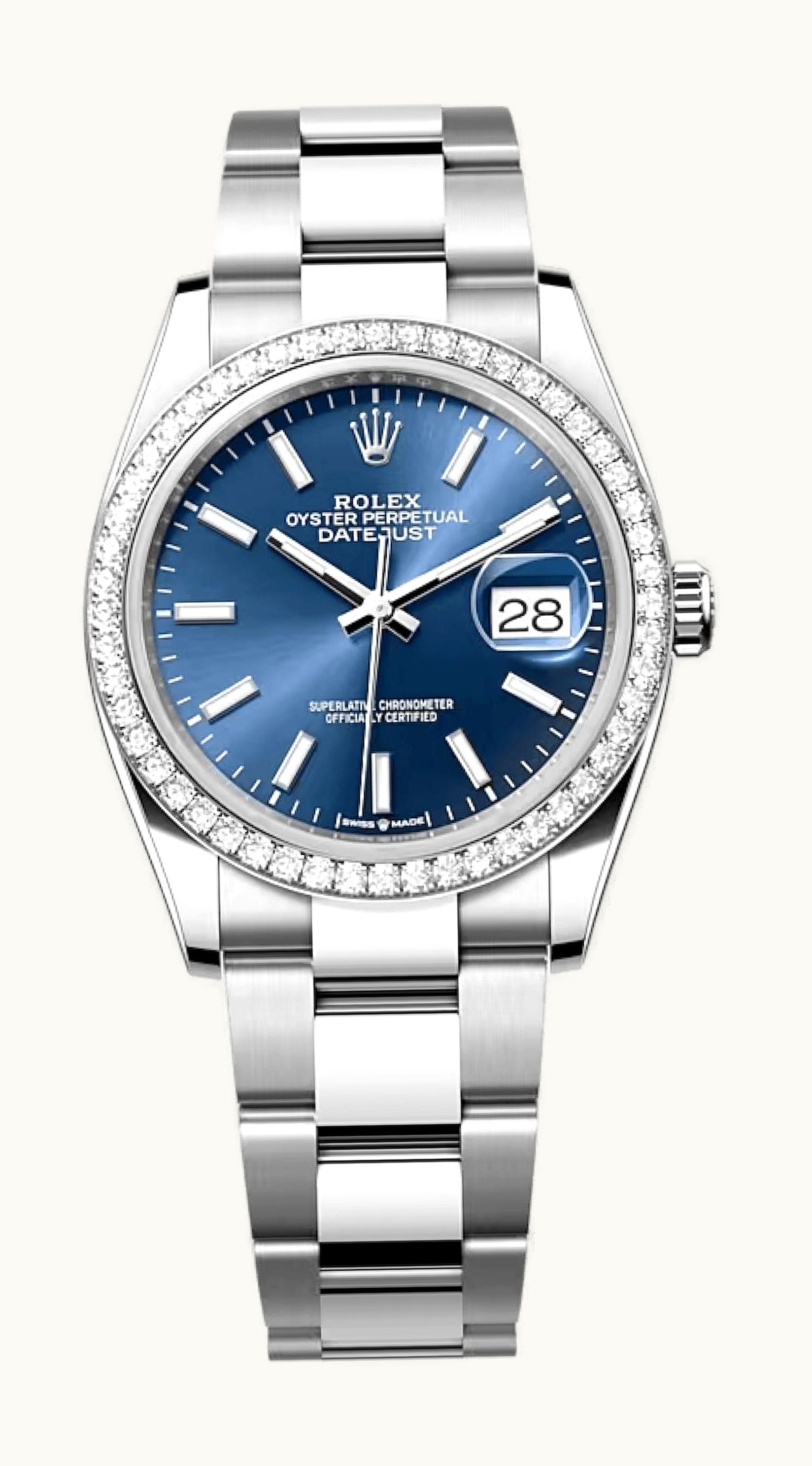 Rolex Datejust 36 Stainless Steel / Diamond / Blue / Oyster