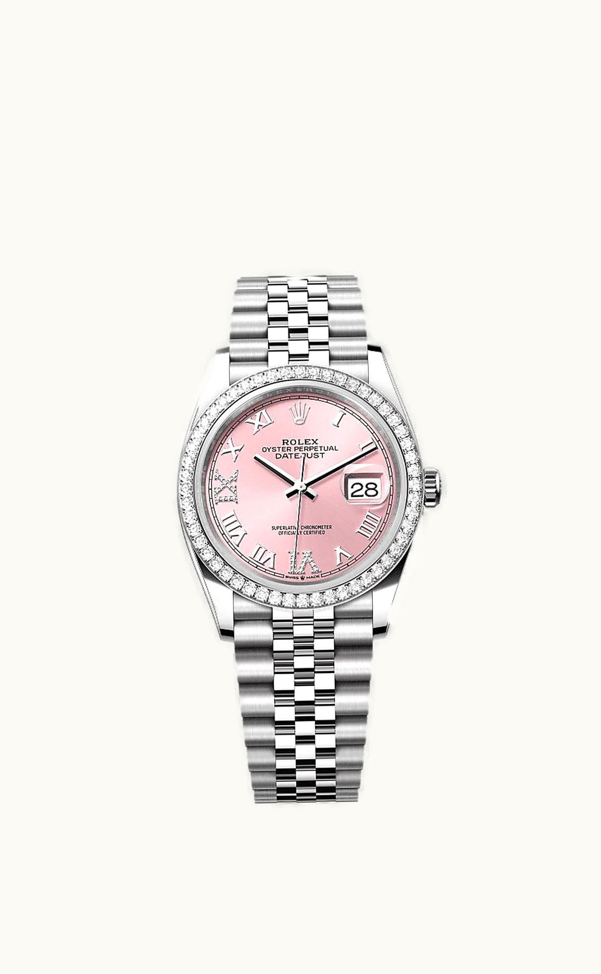 Rolex Datejust 36 Stainless Steel / Diamond / Pink Roman-Diamonds / Jubilee