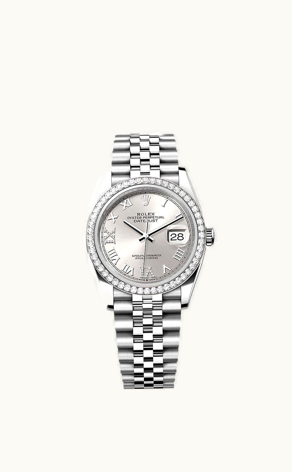 Rolex Datejust 36 Stainless Steel / Diamond / Silver Roman-Diamonds / Jubilee