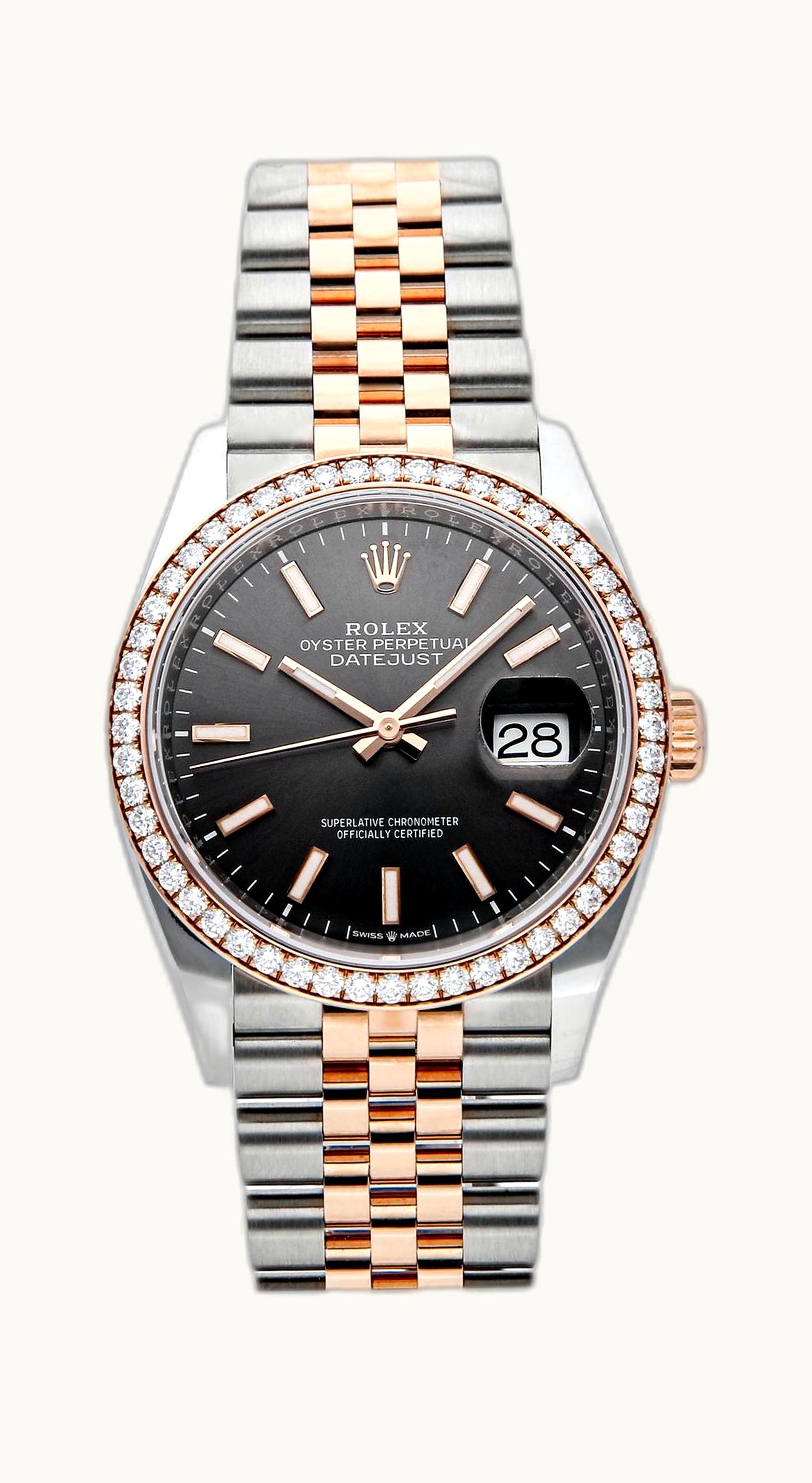 Rolex Datejust 36 Stainless Steel / Everose / Diamond / Silver - Palm / Jubilee