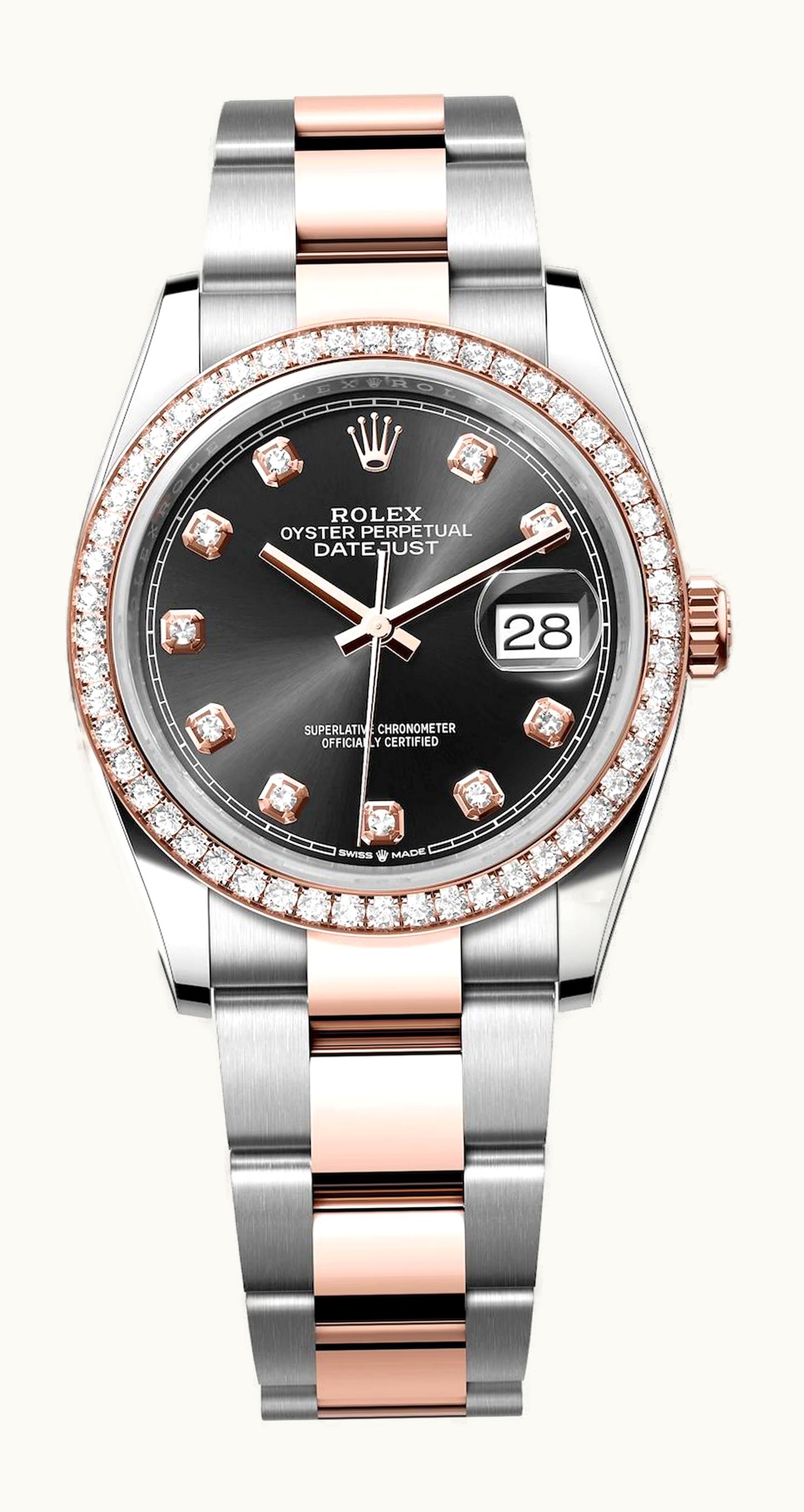 Rolex Datejust 36 Stainless Steel / Everose / Diamond / Silver - Palm - Diamond / Jubilee