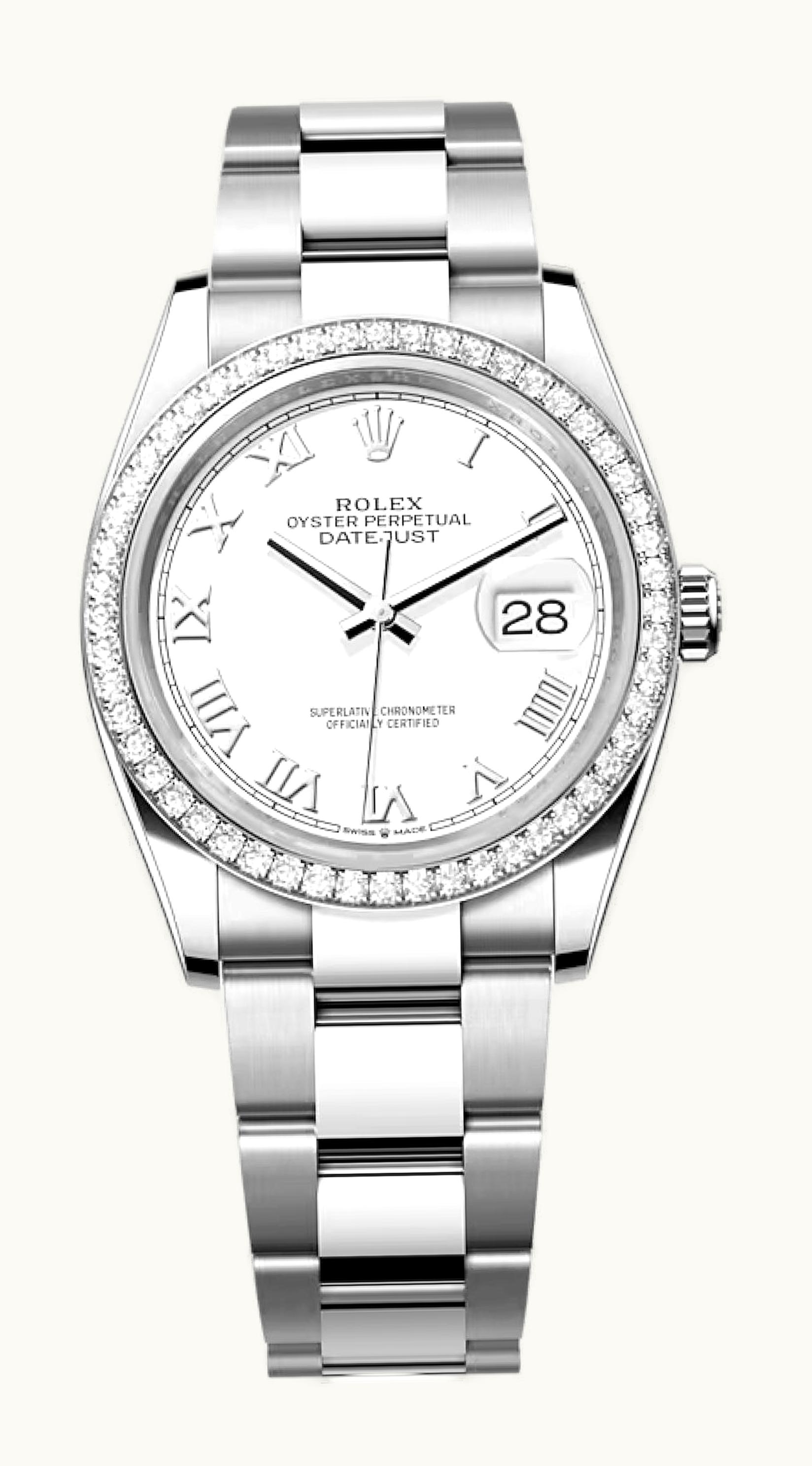 Rolex Datejust 36 Stainless Steel / Diamond / White Roman / Oyster