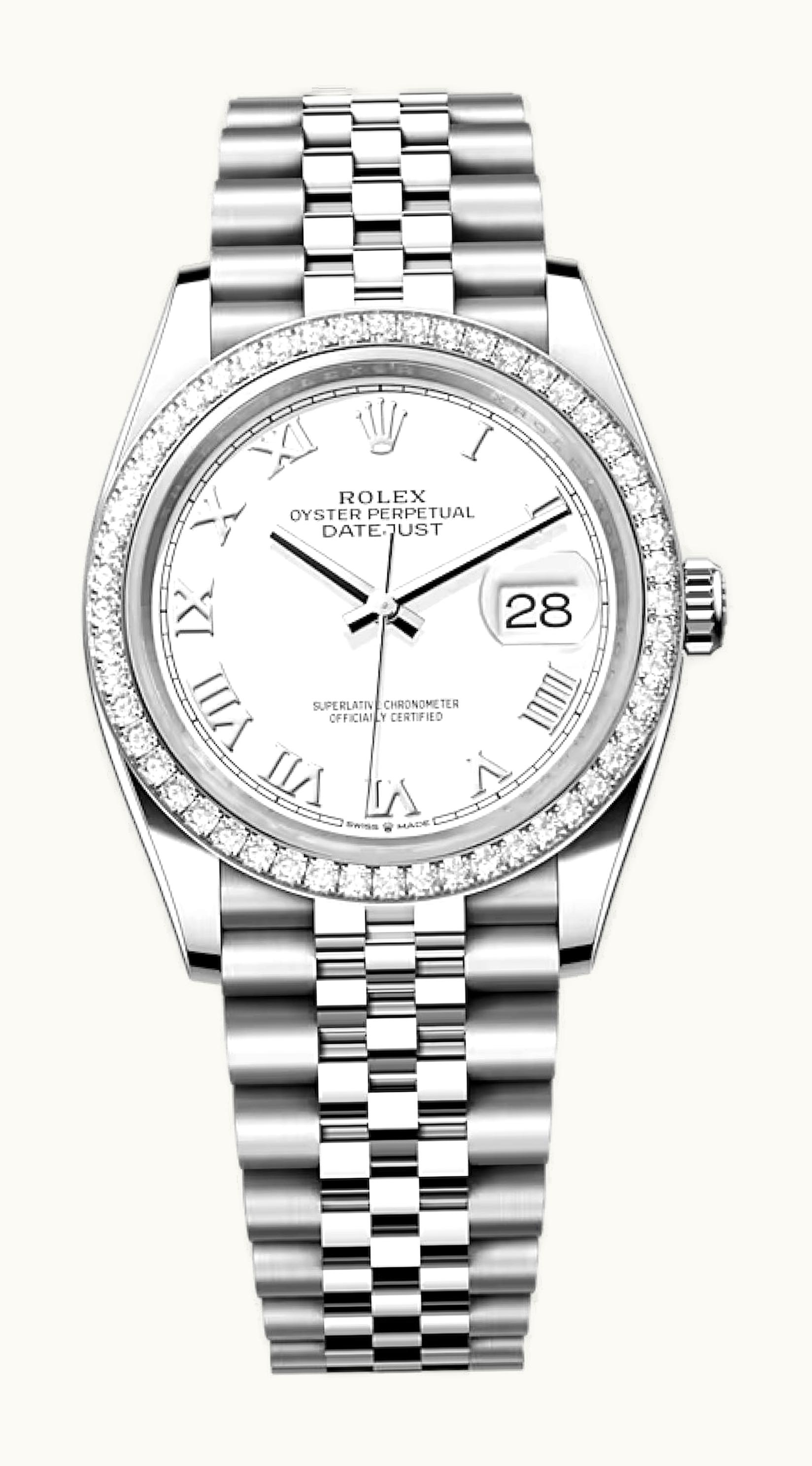 Rolex Datejust 36 Stainless Steel / Diamond / White Roman / Jubilee