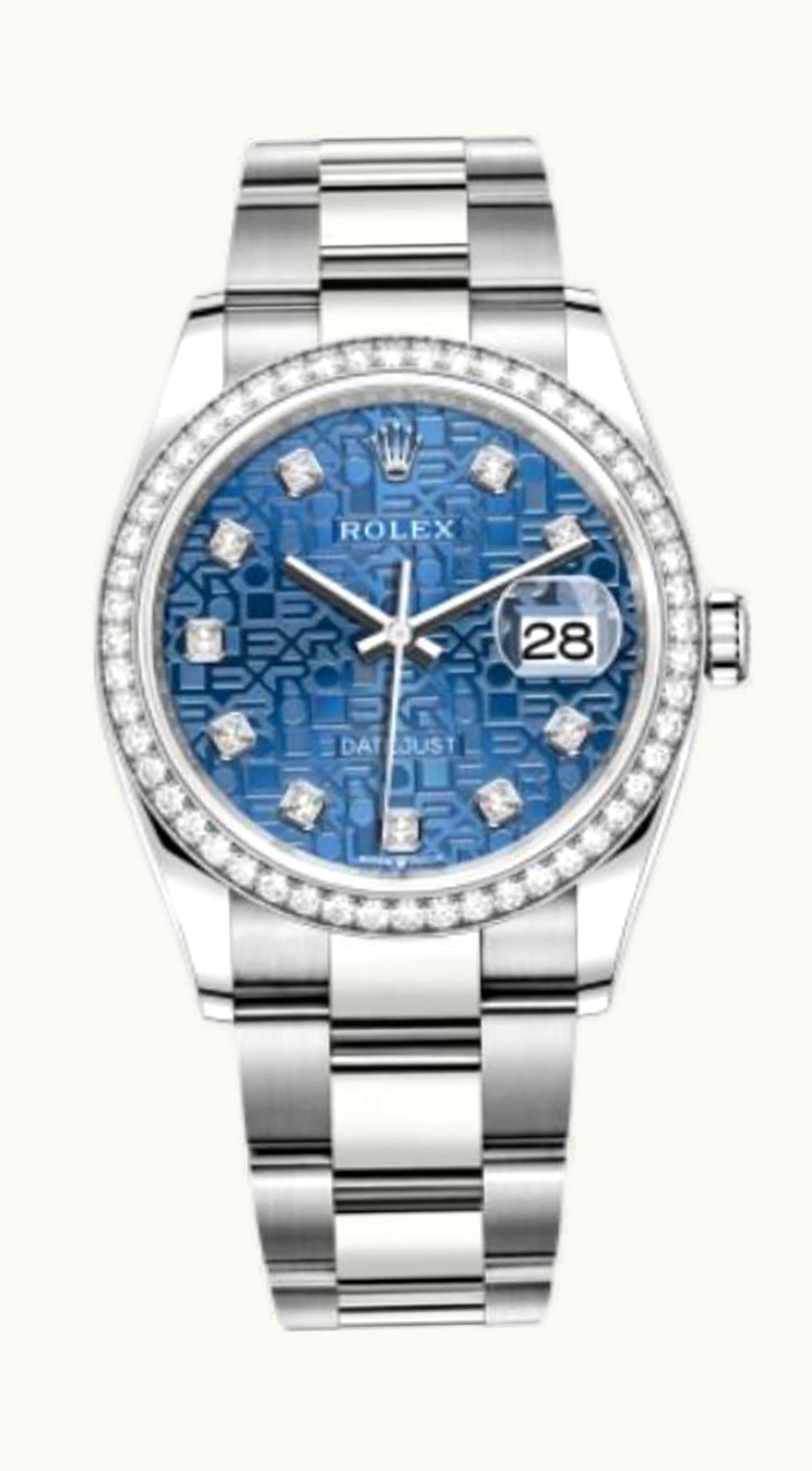 Rolex Datejust 36 Stainless Steel / Diamond / Blue Jubilee / Oyster