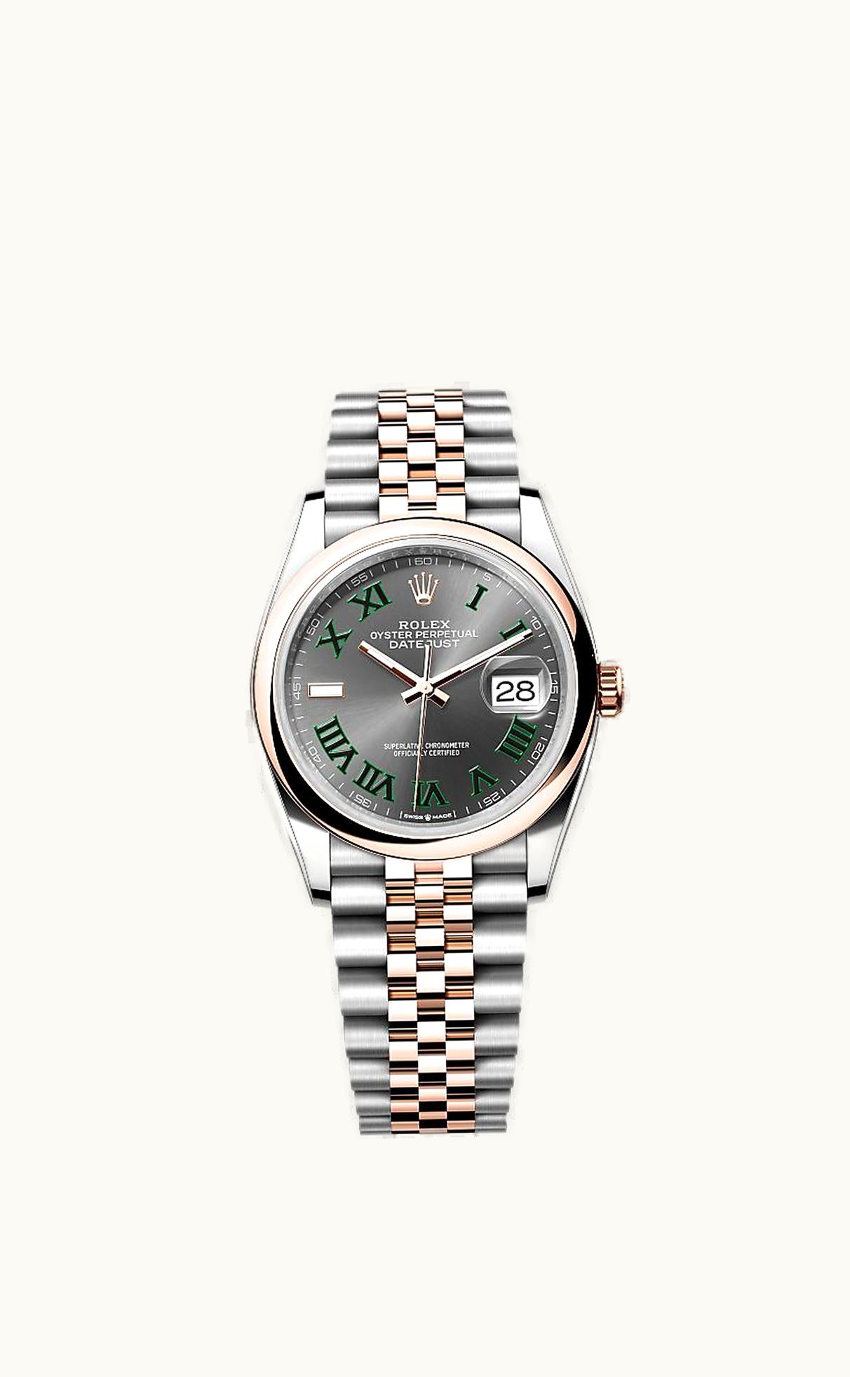 Rolex Datejust 36 Stainless Steel / Everose / Domed / Slate - Roman / Jubilee