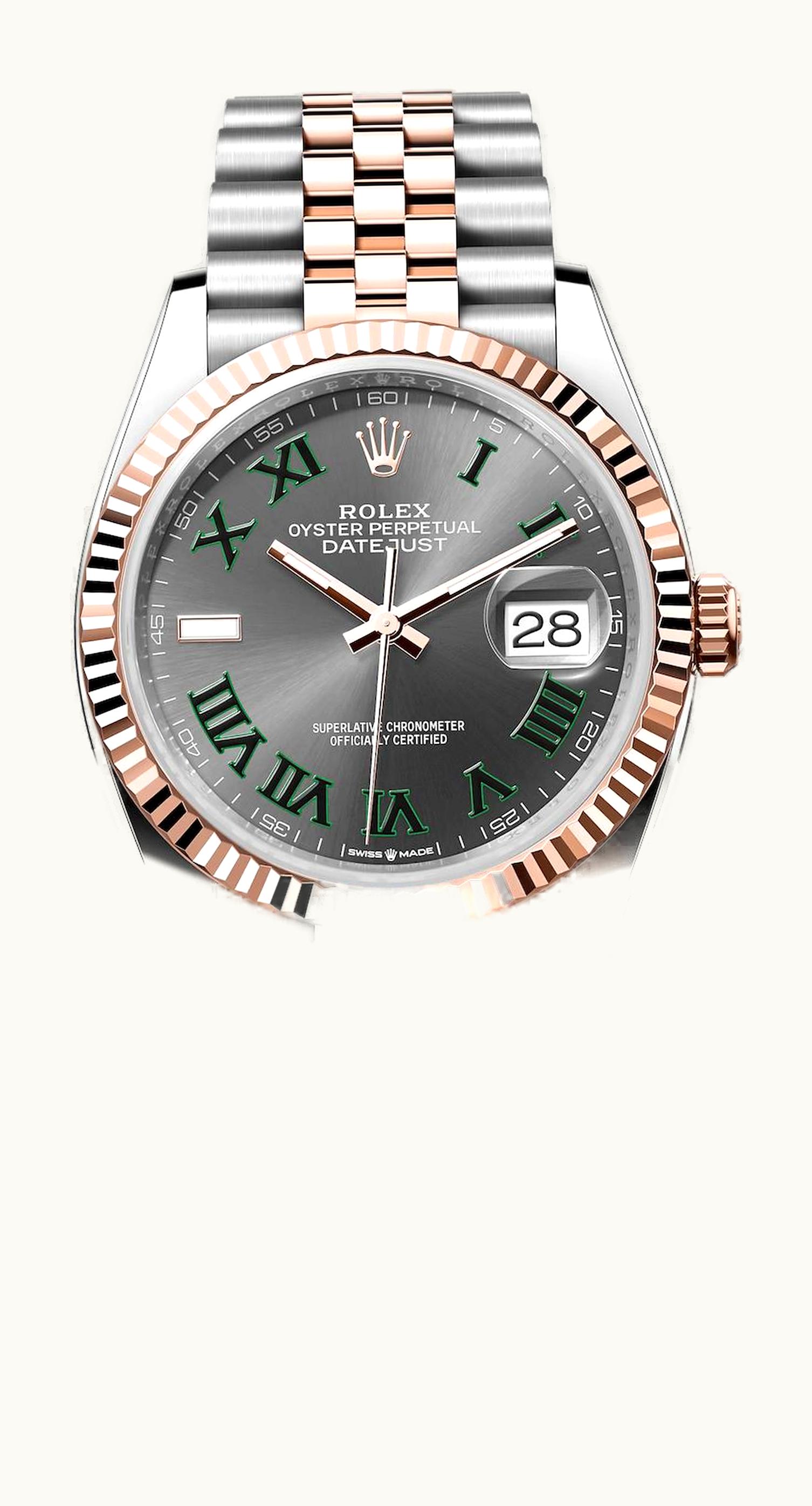 Rolex Datejust 36 Stainless Steel / Everose / Fluted / Slate - Roman / Jubilee