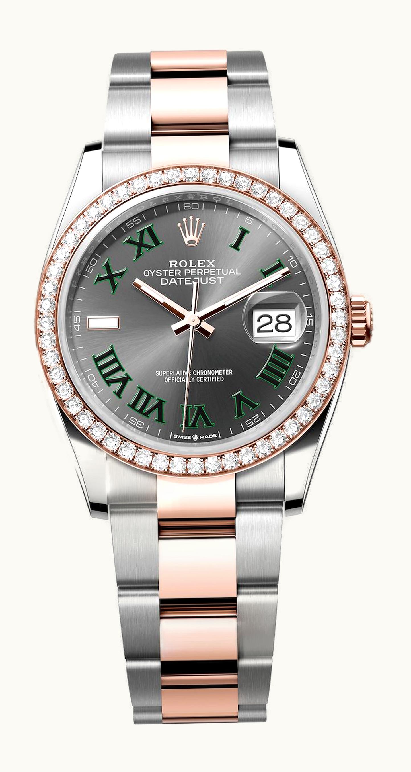 Rolex Datejust 36 Stainless Steel / Everose / Diamond / Slate -  Roman / Oyster