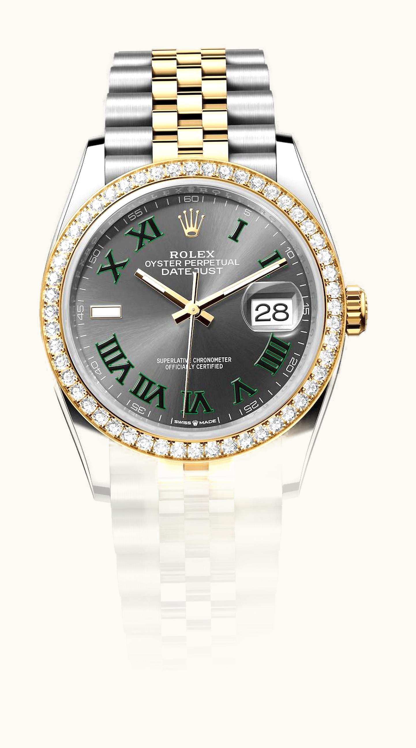 Rolex Datejust 36 Stainless Steel / Yellow Gold / Diamond / Slate - Roman / Jubilee